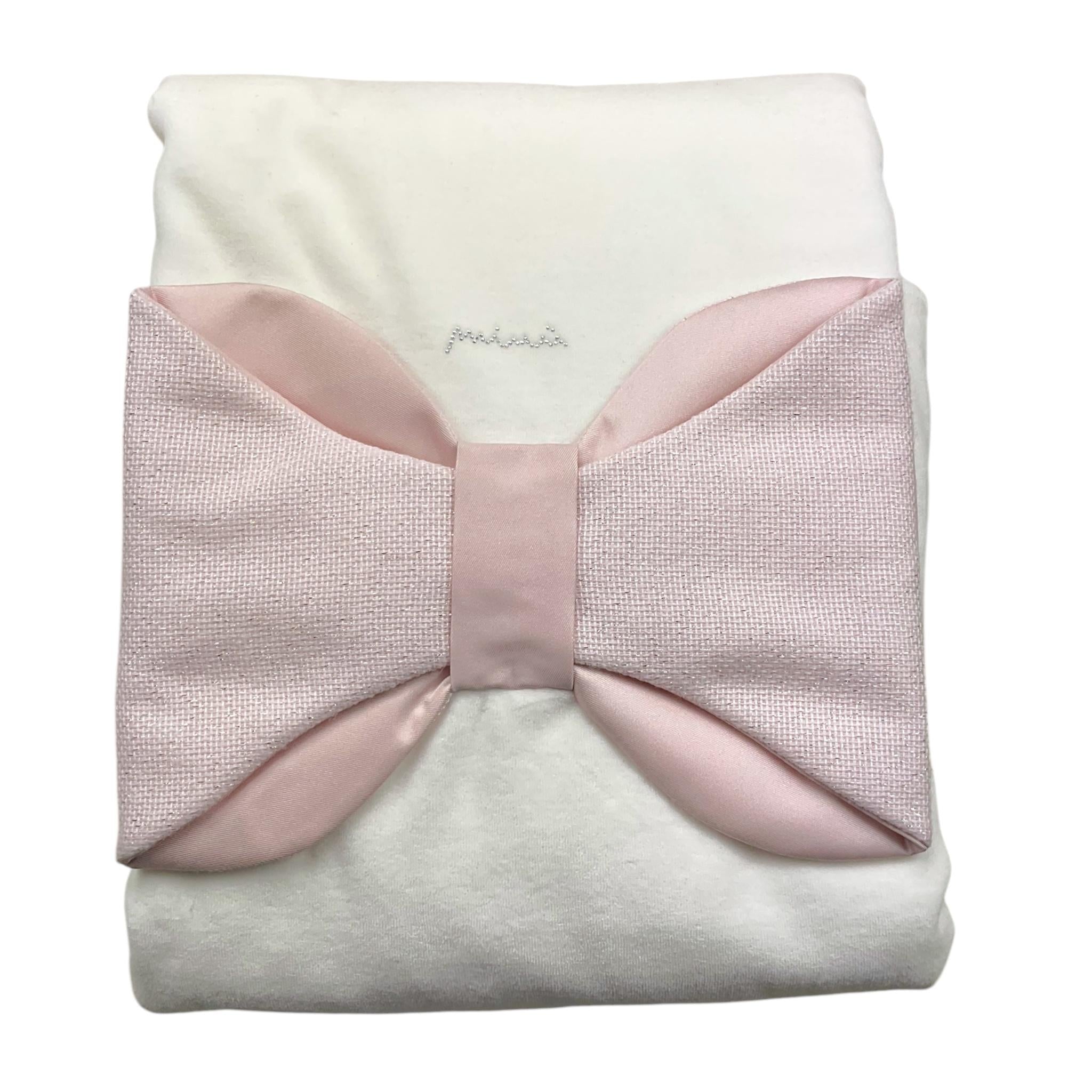 MINIMU' coperta bicolore con fiocco Bianco/rosa per Neonata P39100 BAINCO/ROSA MINIMU'