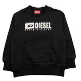 DIESEL felpa chiusa girocollo tinta unita con logo Nero per Bambino J02040 NERO DIESEL
