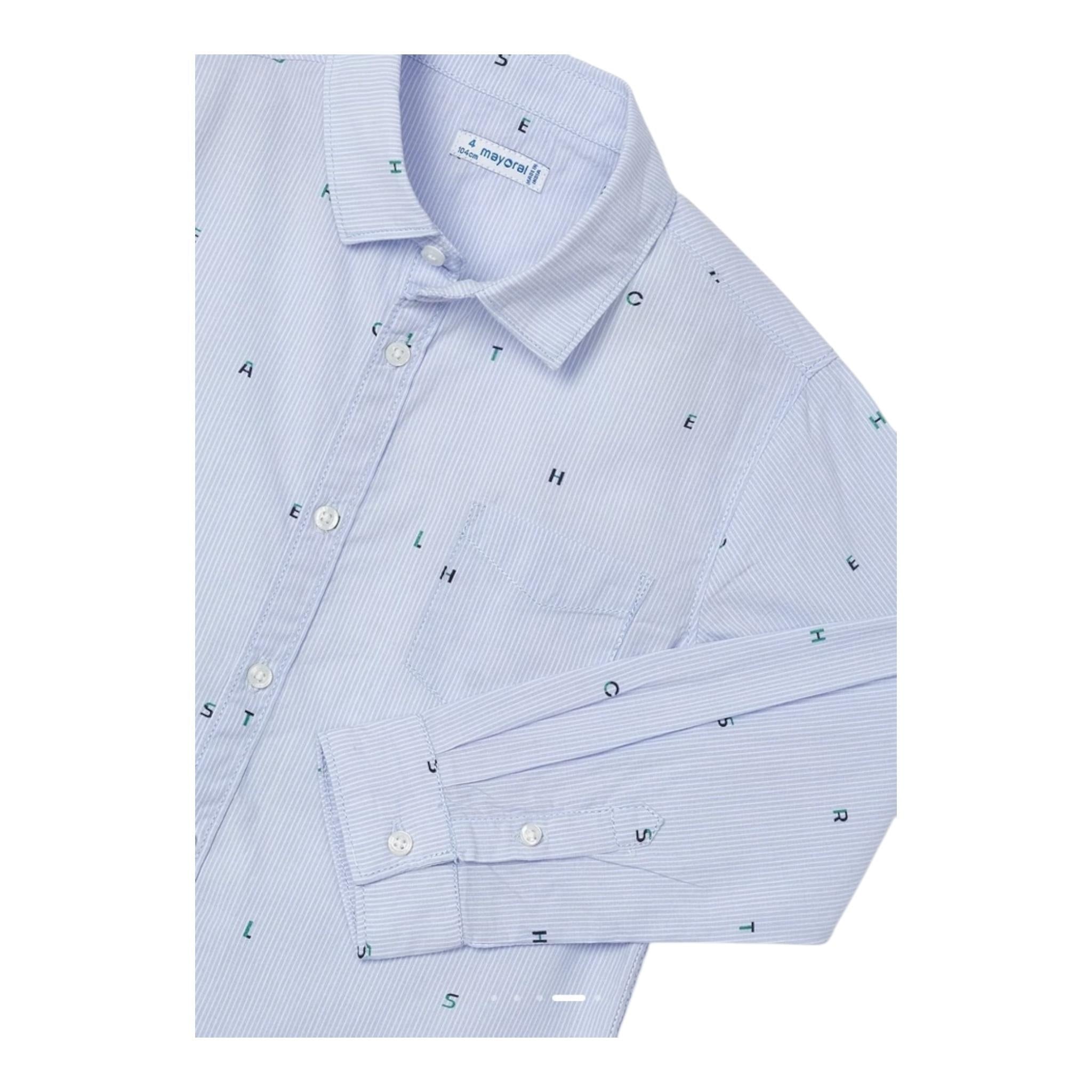 MAYORAL camicia manica lunga tinta unita con stampa Azzurro per Bambino 4110 AZZURRO MAYORAL