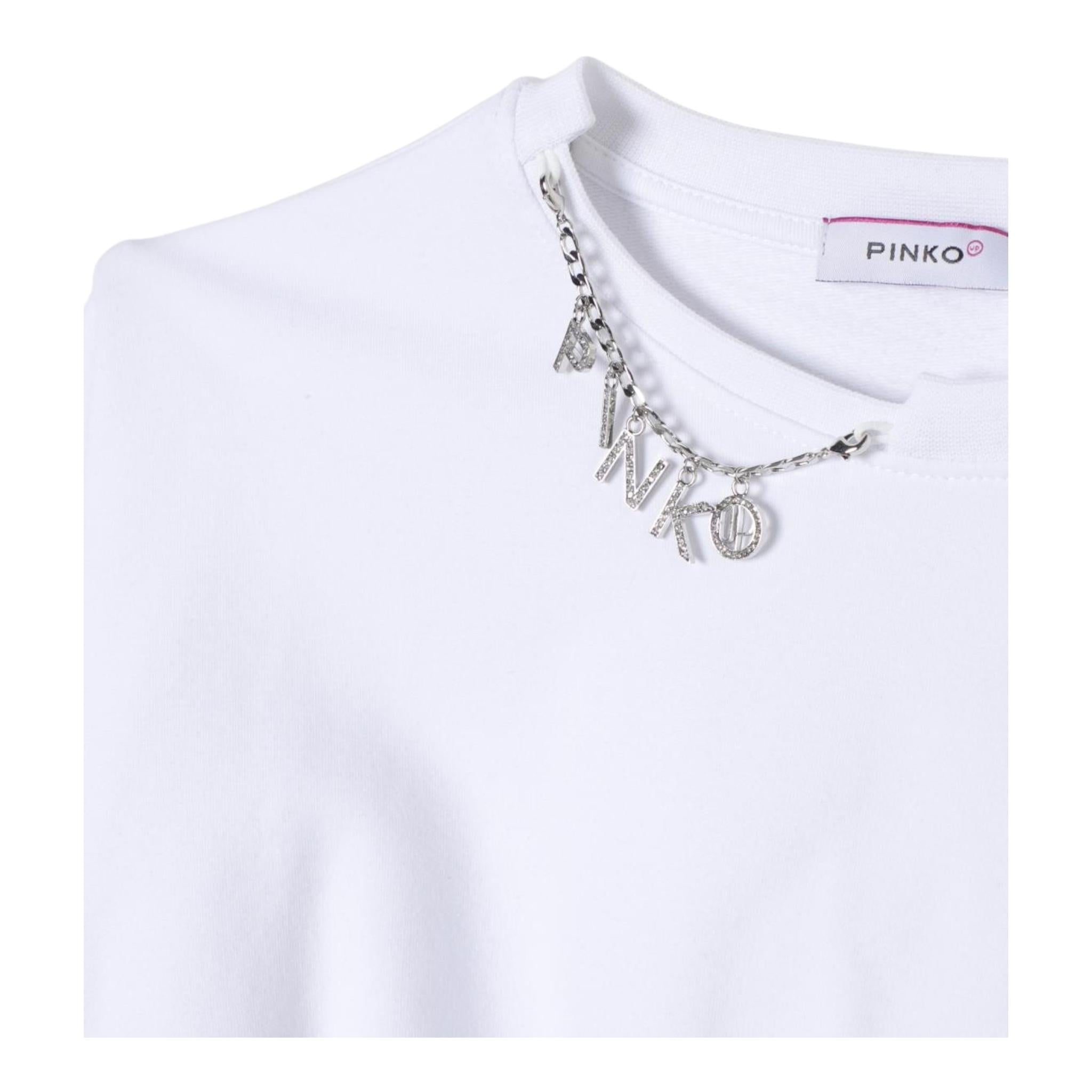 PINKO felpa tinta unita girocollo con applicazioni Bianco per Bambina F4PIJGSW035 BIANCO PINKO