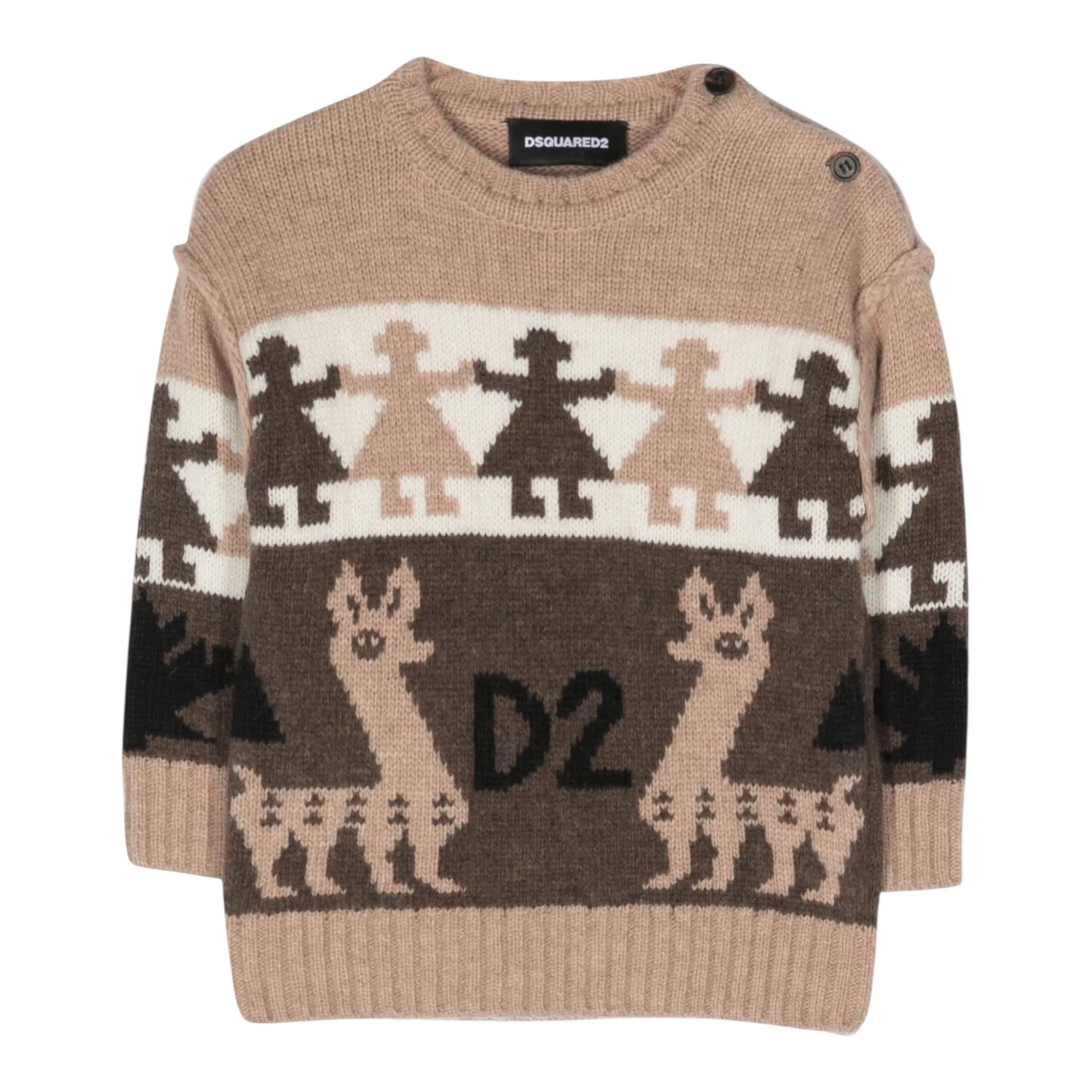 DSQUARED2 maglia girocollo stampa fantasia Beige per Neonato DQ2003 BEIGE DSQUARED2