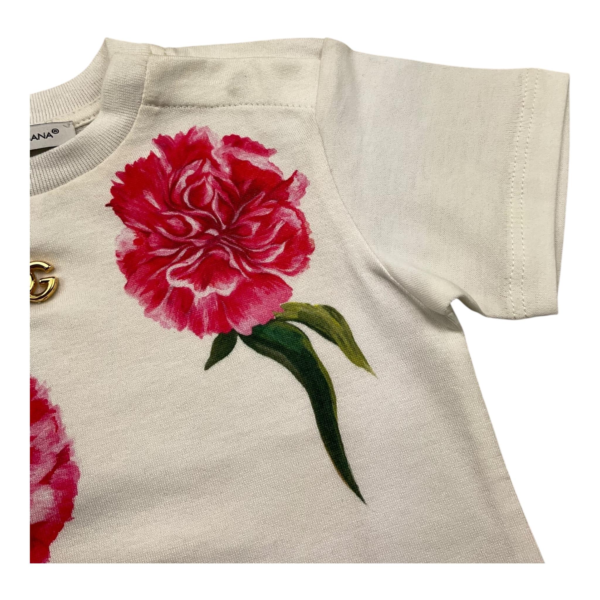 DOLCE & GABBANA t-shirt girocollo tinta unita con stampa rose Bianco per Neonata L2JTIT BIANCO DOLCE & GABBANA