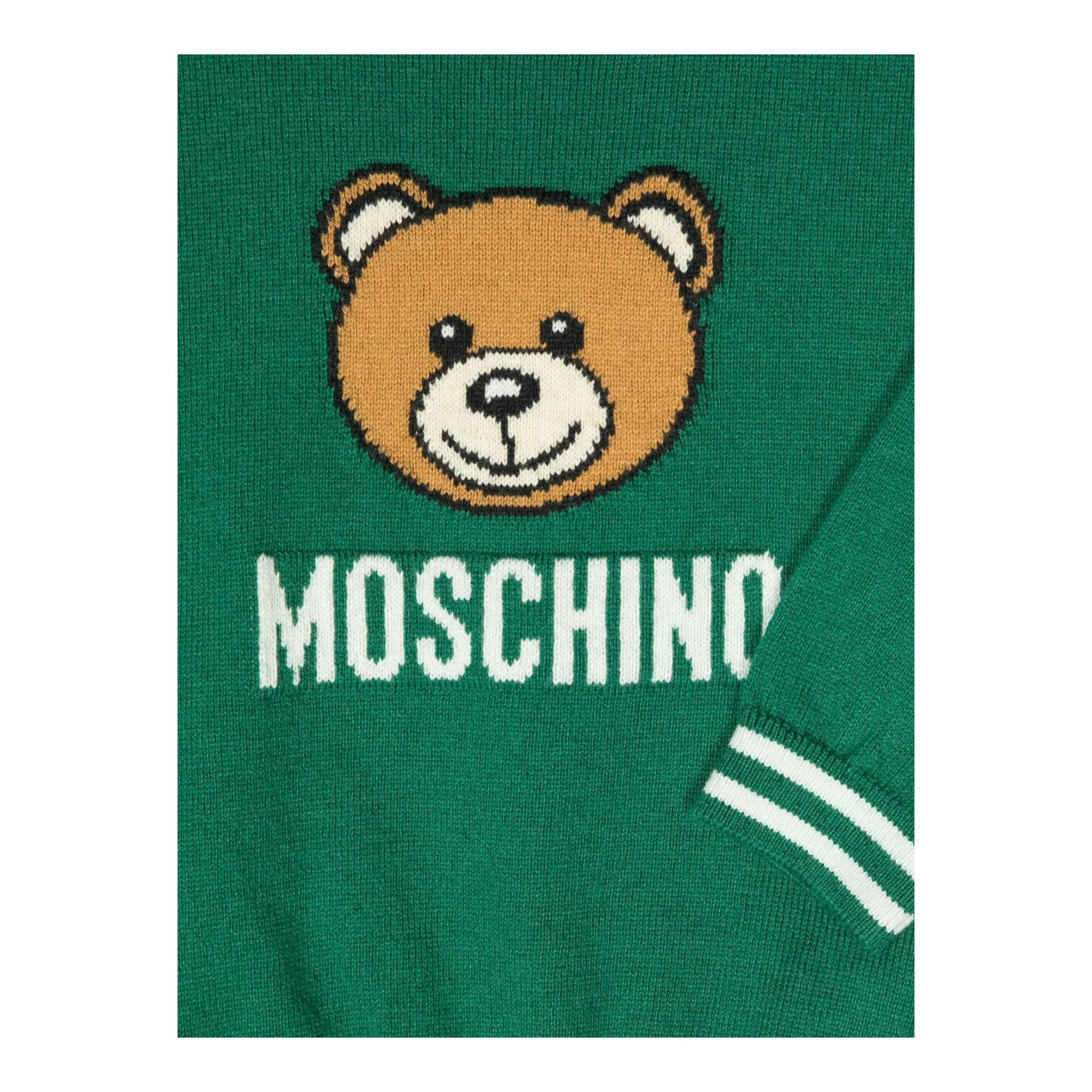 MOSCHINO maglia girocollo tinta unita con stampa Verde per Bambino HUW015X VERDE MOSCHINO