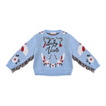 VICOLO maglia tinta unita girocollo con stampa Azzurro per Bambina 3141W00046 AZZURRO VICOLO