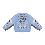 VICOLO maglia tinta unita girocollo con stampa Azzurro per Bambina 3141W00046 AZZURRO VICOLO