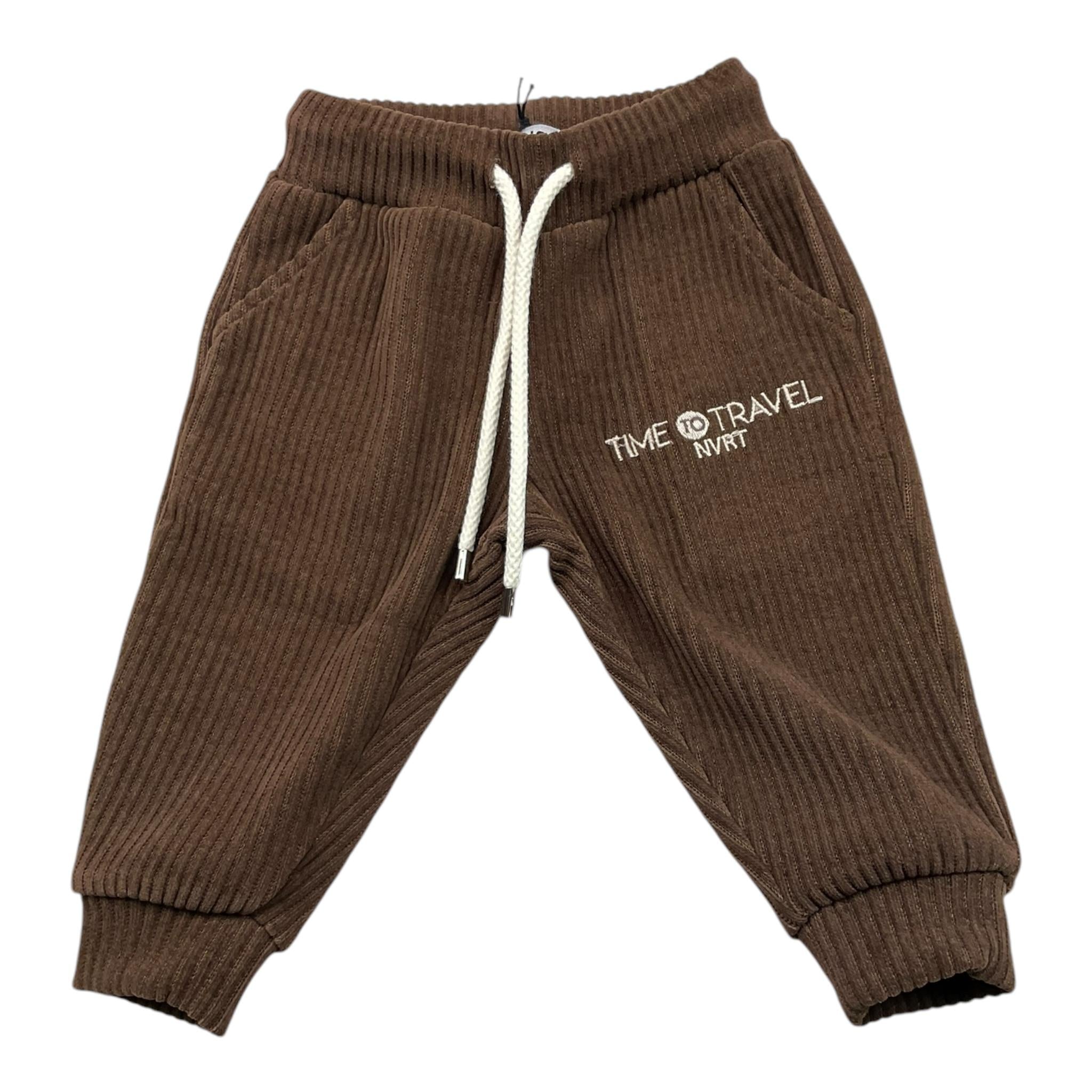 NEVER TOO pantalone tinta unita a costine con elastico in vita Marrone per Neonato NT2191N MARRONE NEVER TOO
