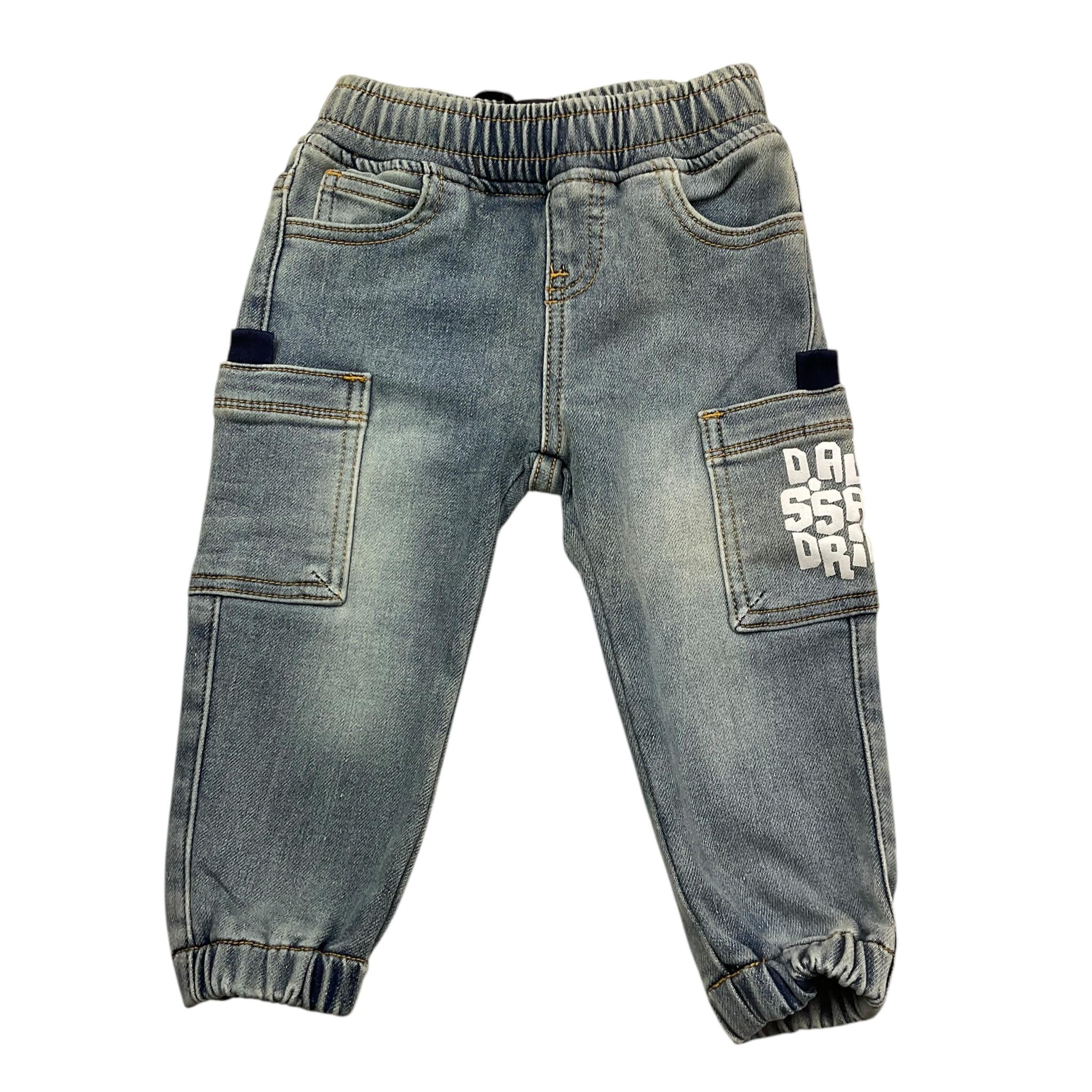 DANIELE ALESSANDRINI jeans tinta unita con elastico in vita Azzurro per Neonato 91PD0007 AZZURRO DANIELE ALESSANDRINI