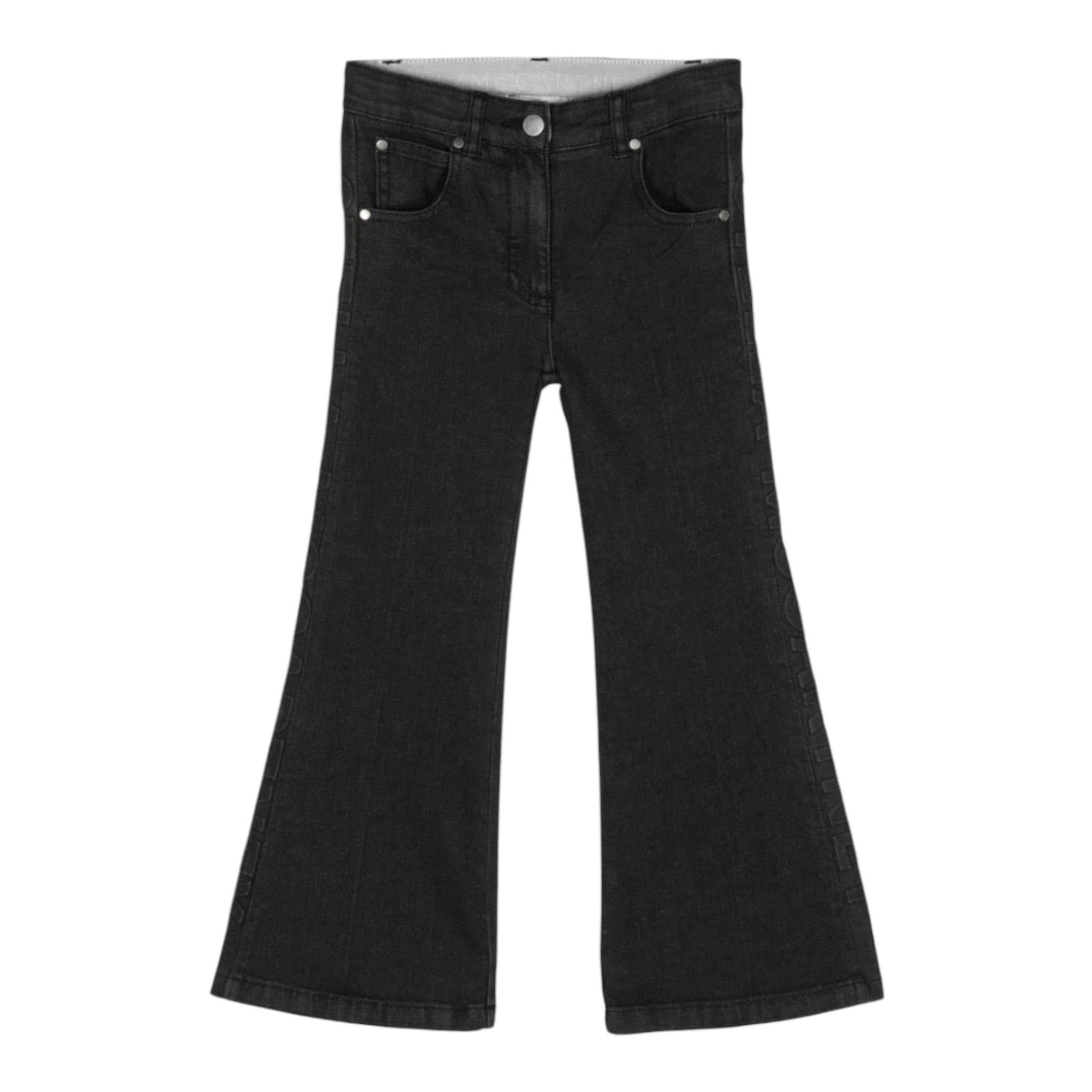 STELLA McCARTNEY jeans tinta unita con modello zampa Nero per Bambina TV6D40 NERO STELLA McCARTNEY