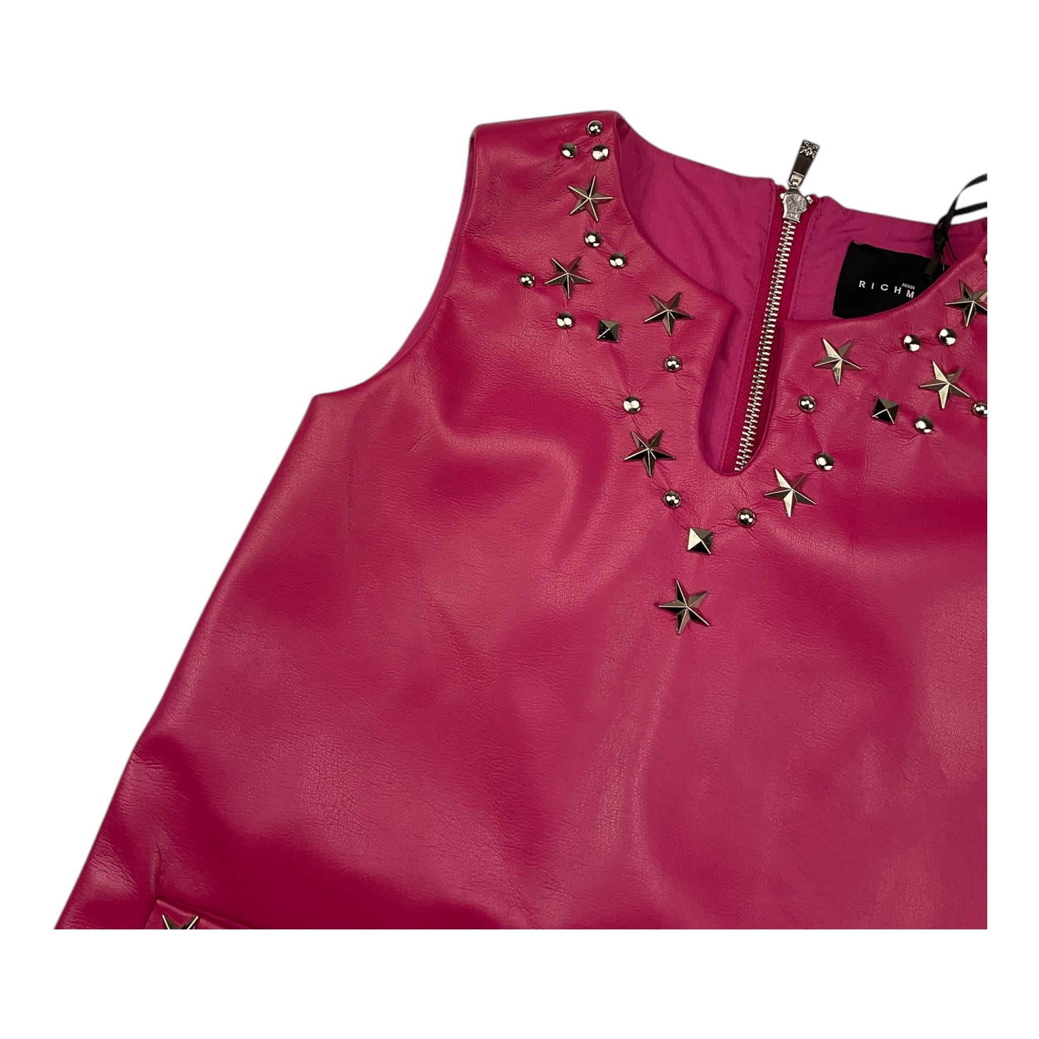 JOHN RICHMOND abito giromanica in ecopelle tinta unita Fuxia per Bambina RGA25209VE FUXIA JOHN RICHMOND