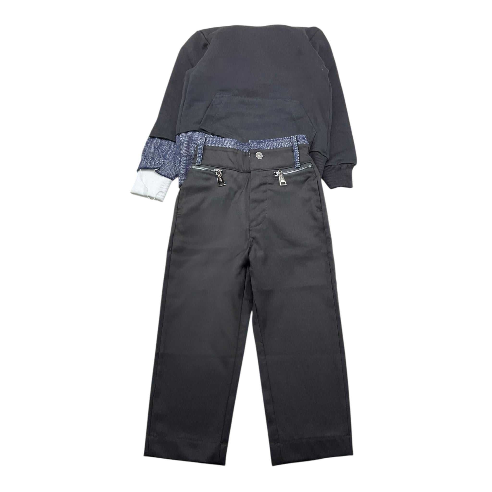 STAY STREET completo 2pz felpa tinta unita con cappuccio e stampa-pantalone Nero per Bambino FB3002 NERO STAY STREET