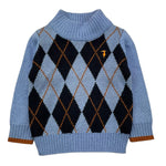 TRUSSARDI maglia mezzo collo tinta unita con stampa rombi Azzurro per Neonato TIA25115MA AZZURRO TRUSSARDI