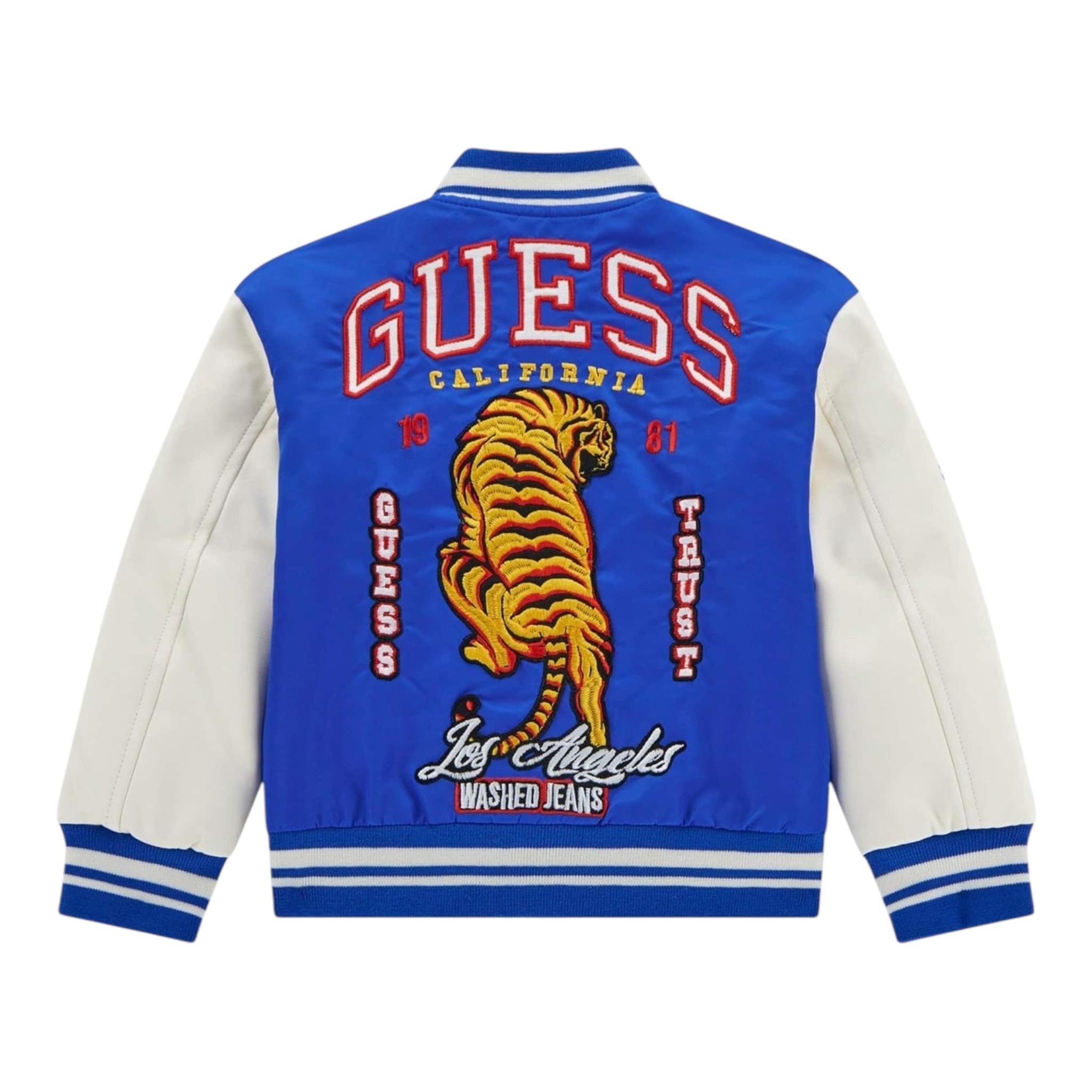 GUESS giubbino modello college bicolore con zip Cobalto per Bambino N4YL03WGB90 COBALTO GUESS