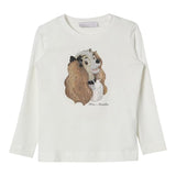 MONNALISA shirt girocollo tinta unita con stampa brillantinata Bianco per Bambina 19D611J BIANCO MONNALISA