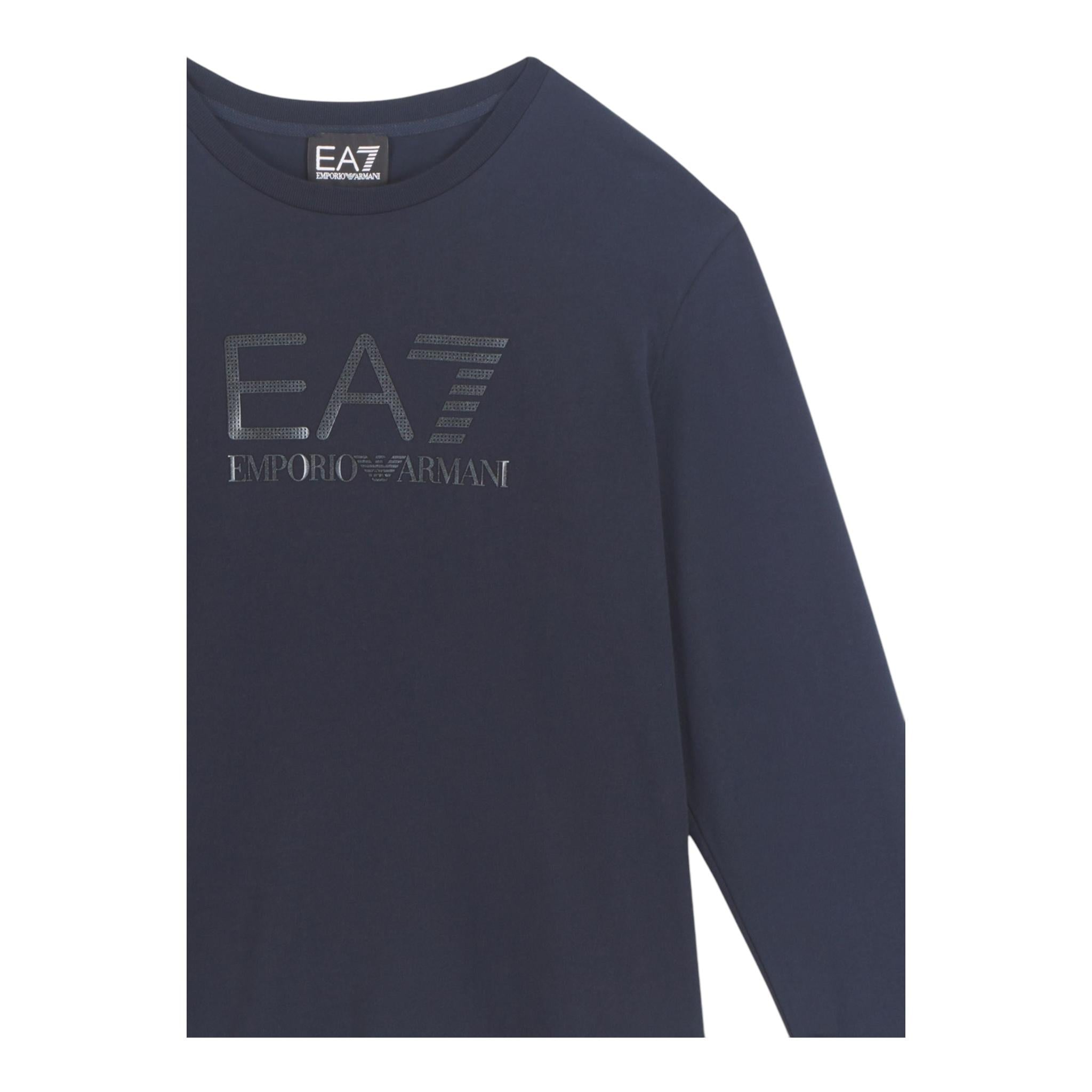 EMPORIO ARMANI shirt tinta unita girocollo con stampa Blu per Bambino 6DBT54 BLU EMPORIO ARMANI