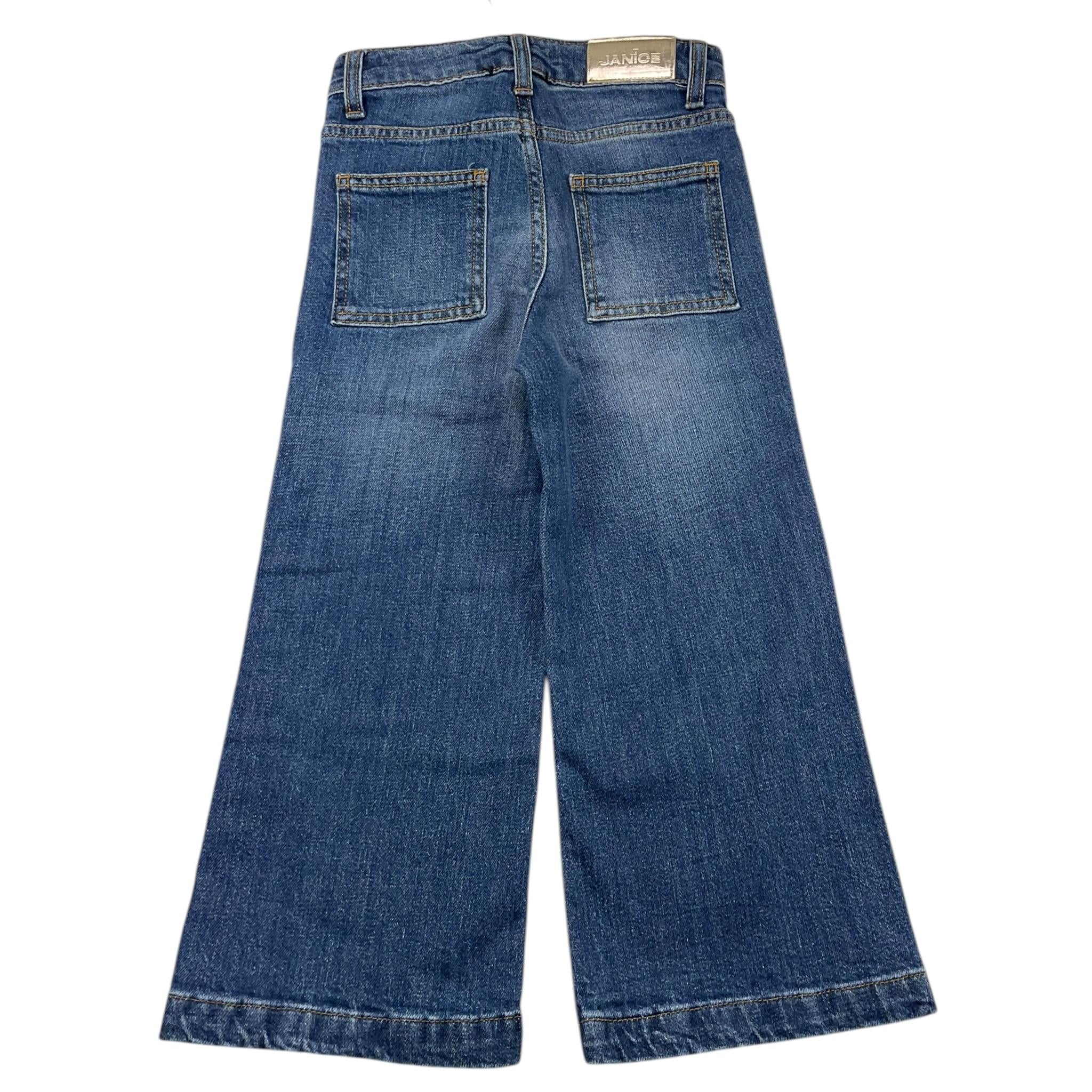 JANICE jeans tinta unita con girovita regolabile modello palazzo Blu per Bambina JN612R BLU JANICE
