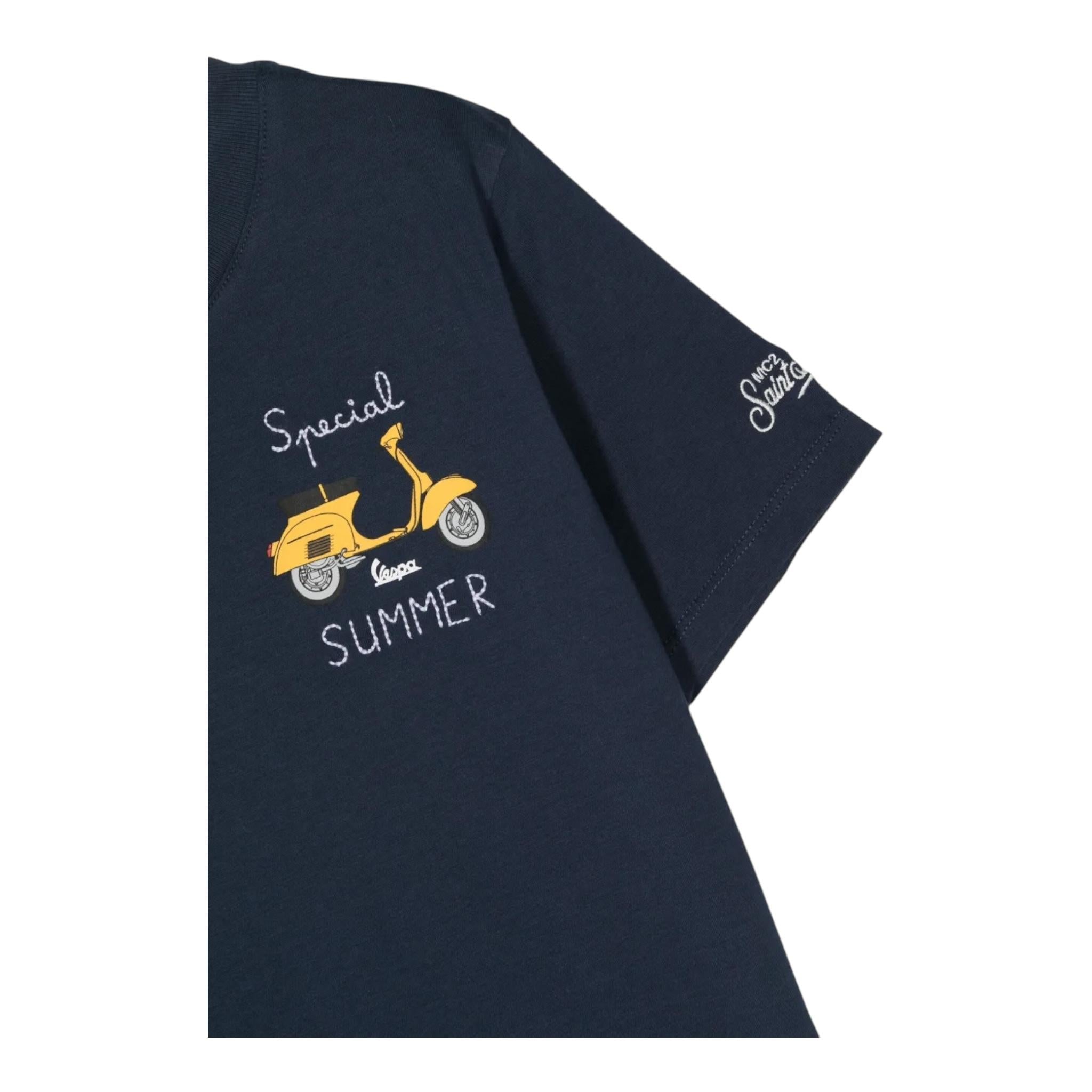 SAINT BARTH t-shirt girocollo tinta unita con stampa Blu per Bambino TSH001 BLU SAINT BARTH