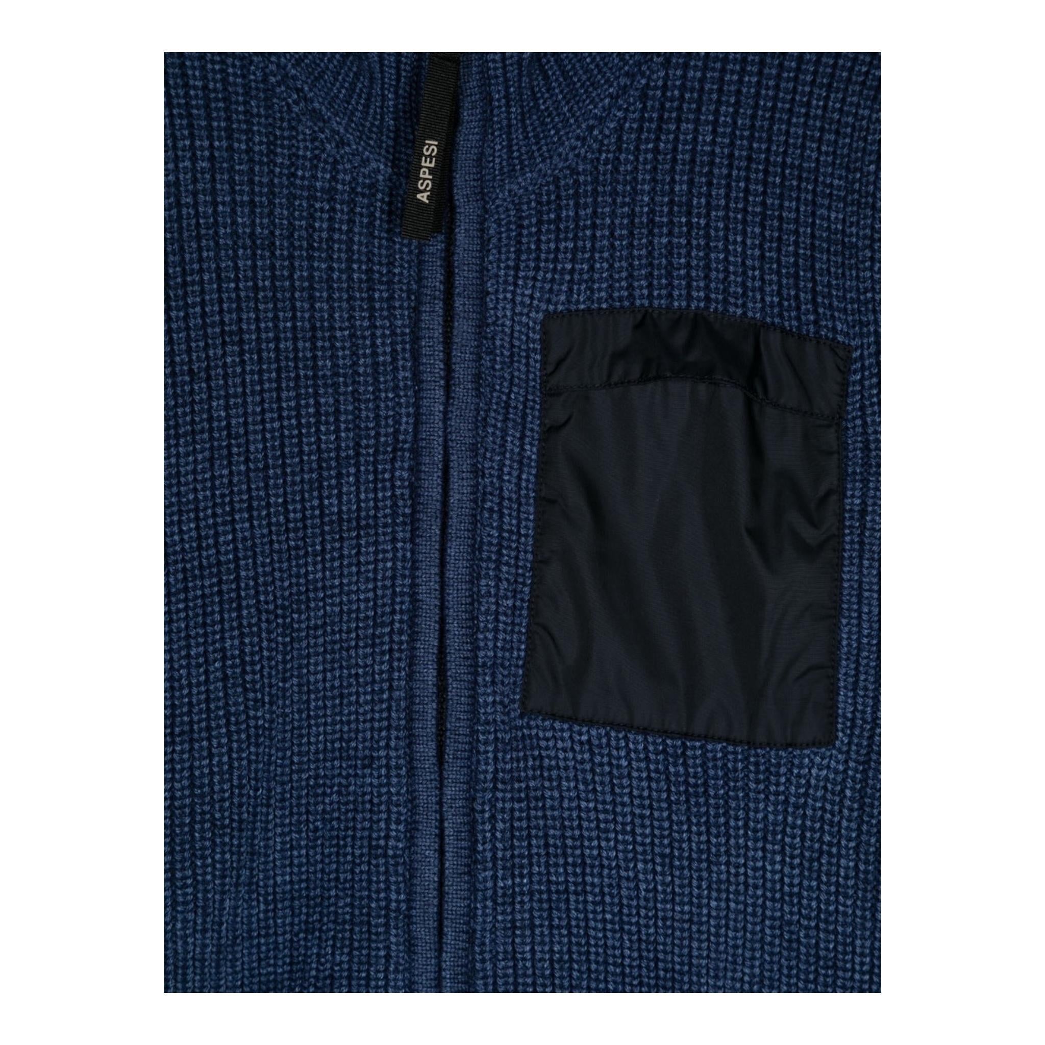 ASPESI maglia tinta unita con zip e taschino Blu per Bambino F24008GFEM910 BLU ASPESI