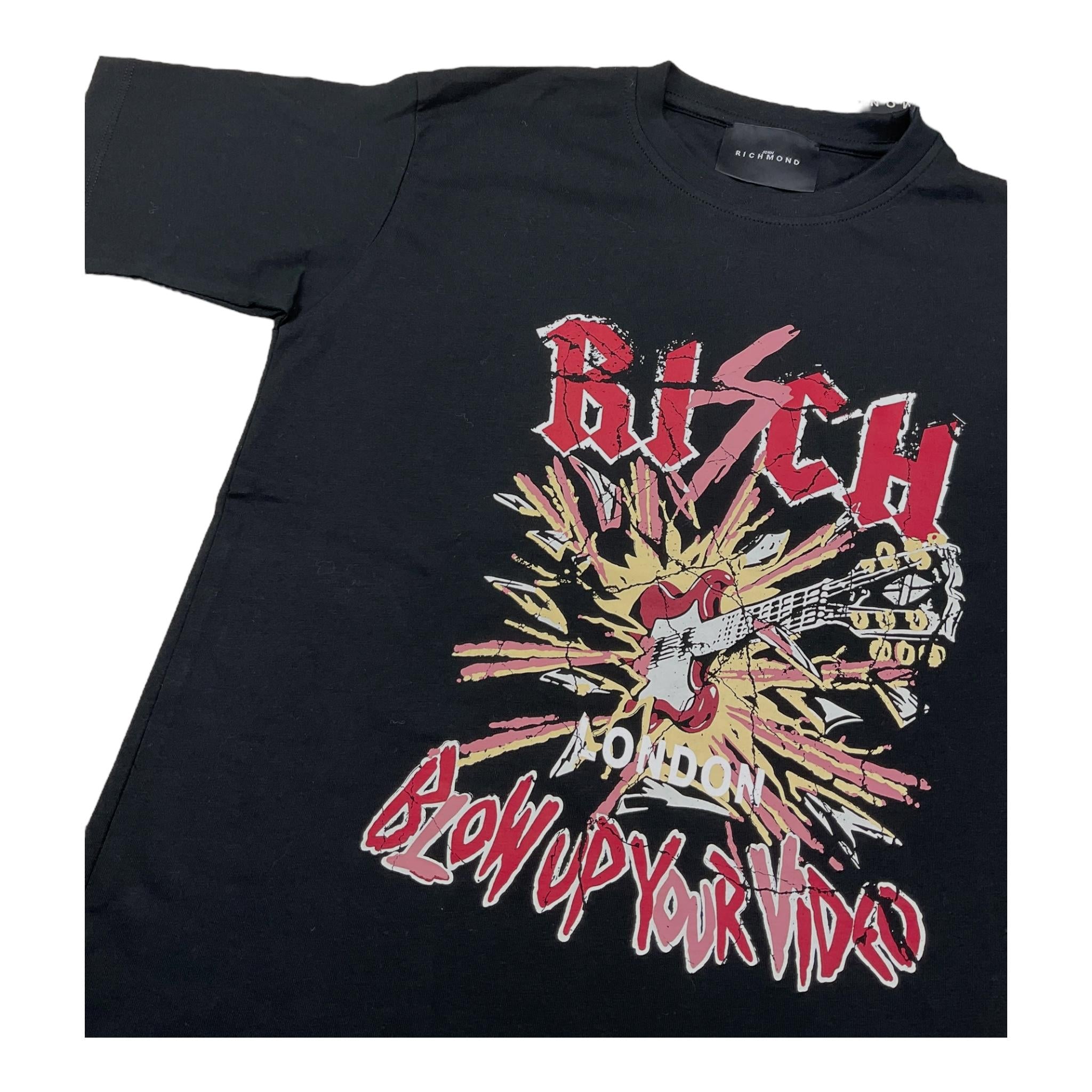 JOHN RICHMOND t-shirt girocollo tinta unita con stampa in contrasto Nero per Bambino RGA25063TS NERO JOHN RICHMOND
