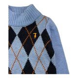 TRUSSARDI maglia mezzo collo tinta unita con stampa rombi Azzurro per Neonato TIA25115MA AZZURRO TRUSSARDI