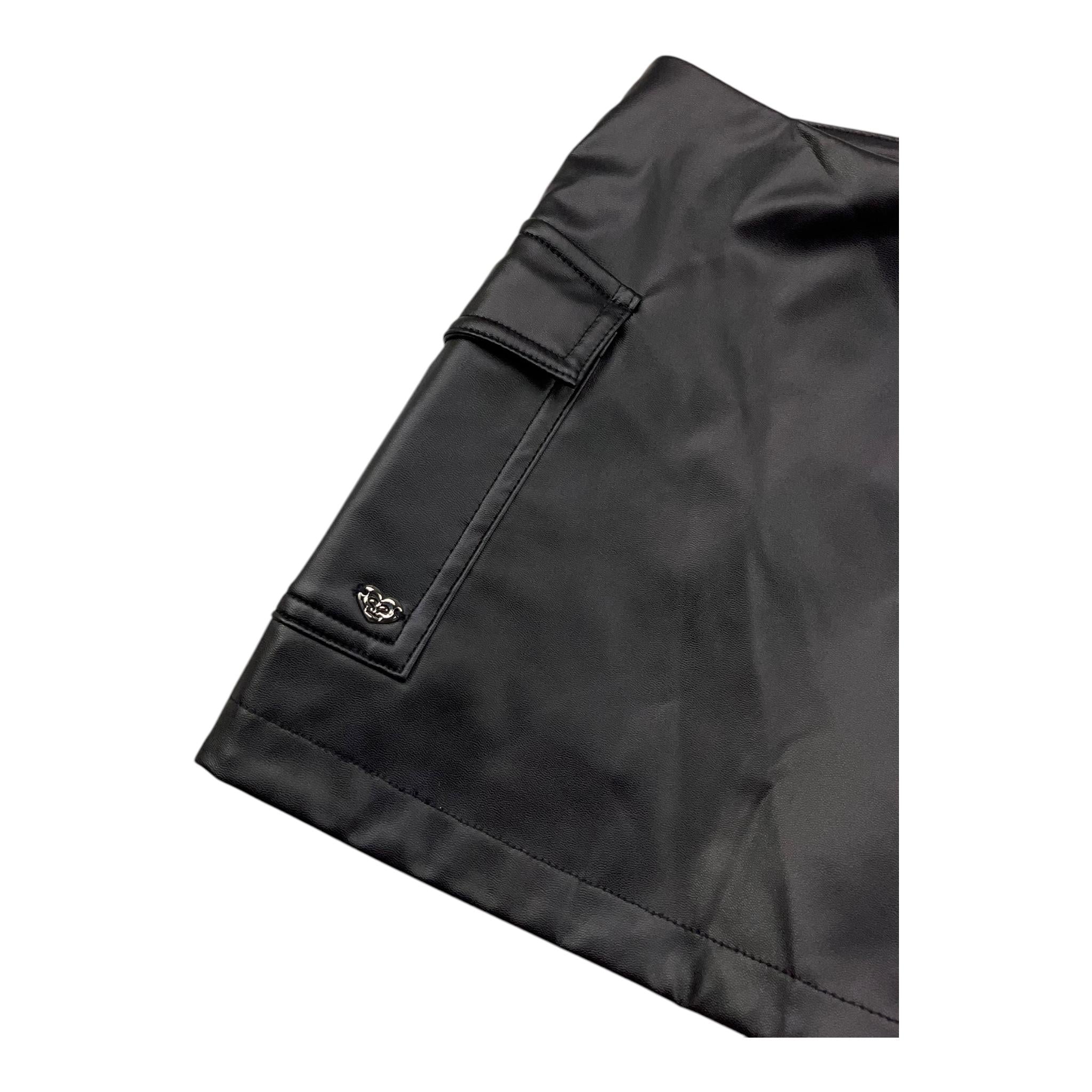 SARABANDA short in ecopelle tinta unita Nero per Bambina A240 NERO SARABANDA