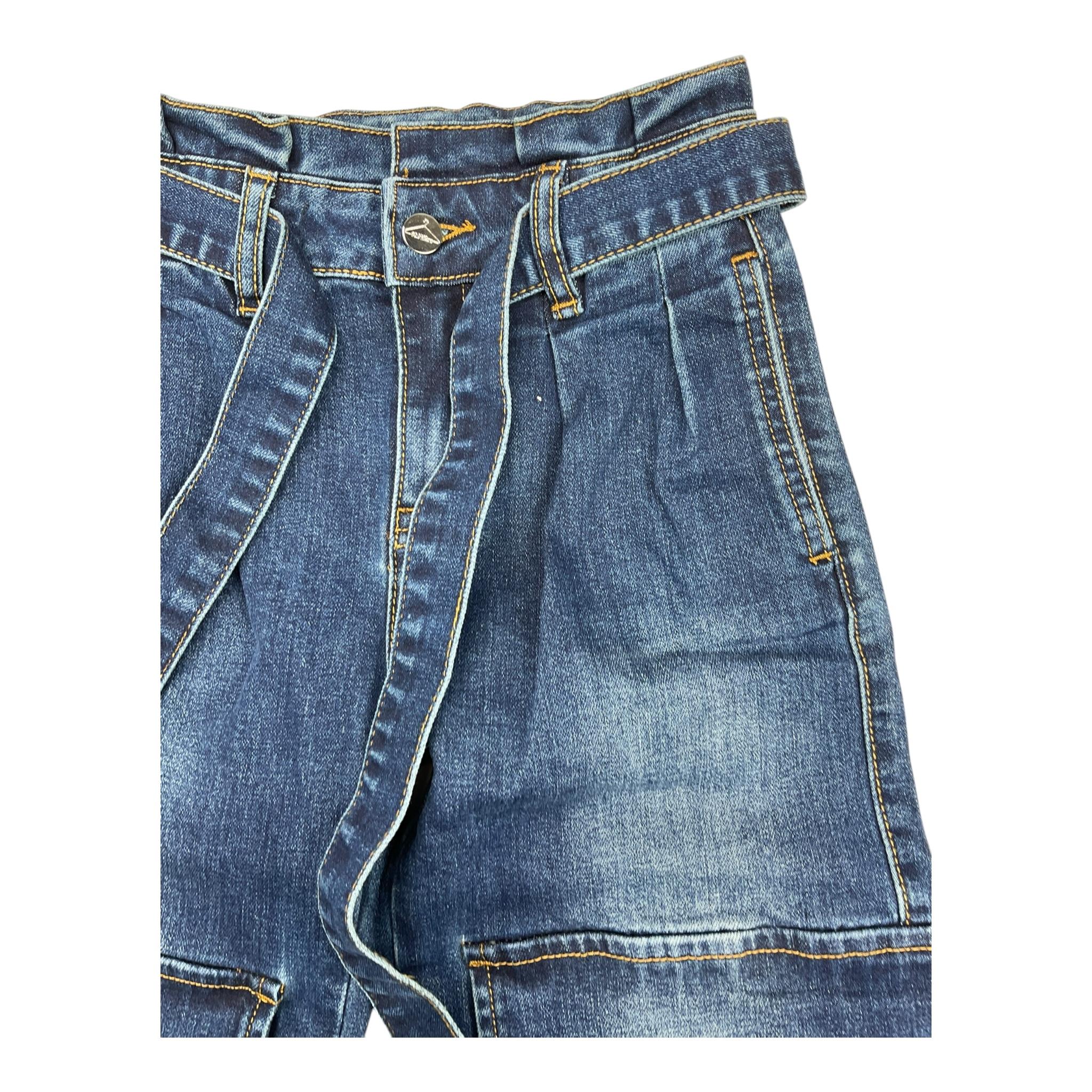 #2.0 MILANO jeans tinta unita con girovita regolabile modello a palazzo Blu per Bambina J60 BLU #2.0 MILANO