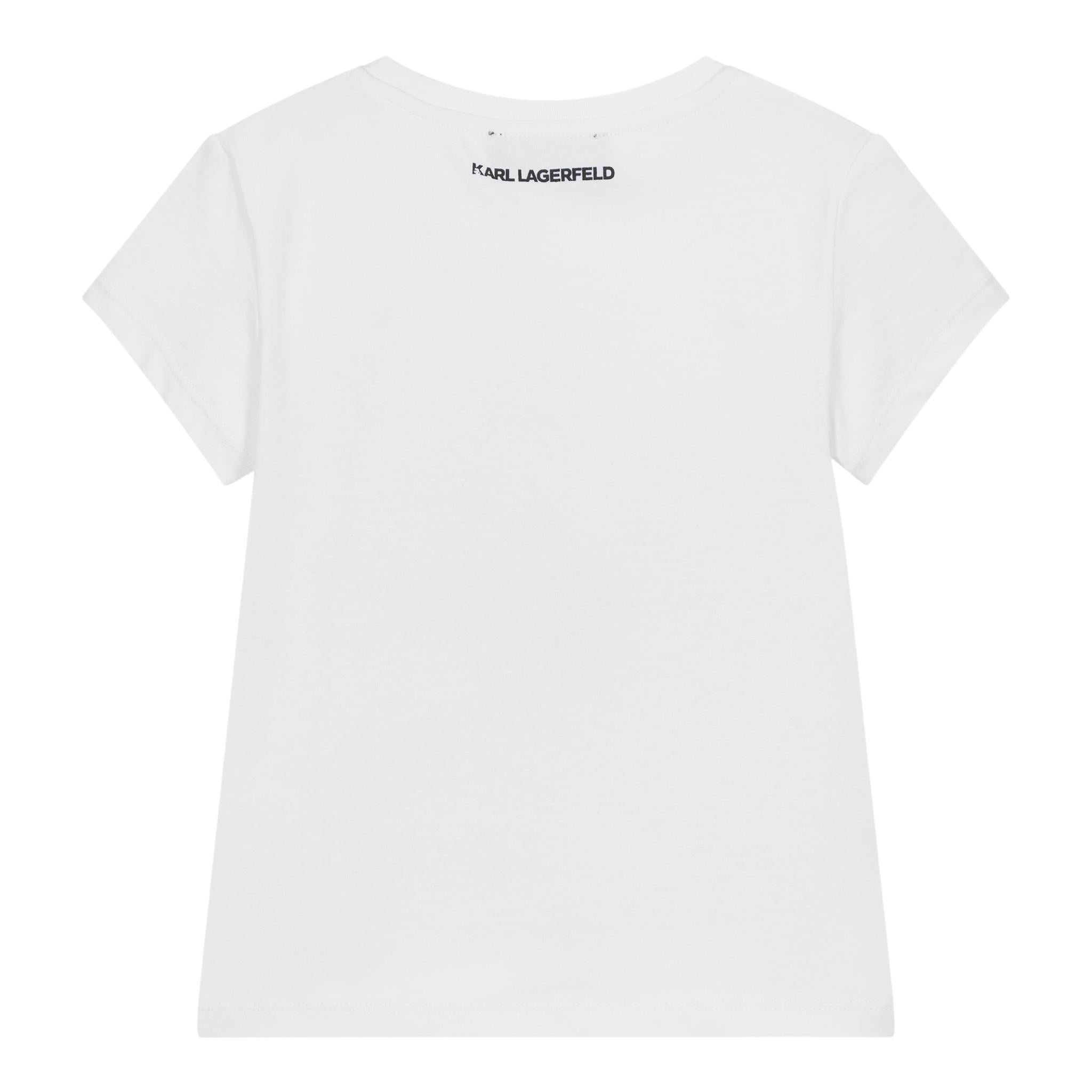 KARL LAGERFELD t-shirt girocollo tinta unita con brillantini Bianco per Bambina Z30109 BIANCO KARL LAGERFELD