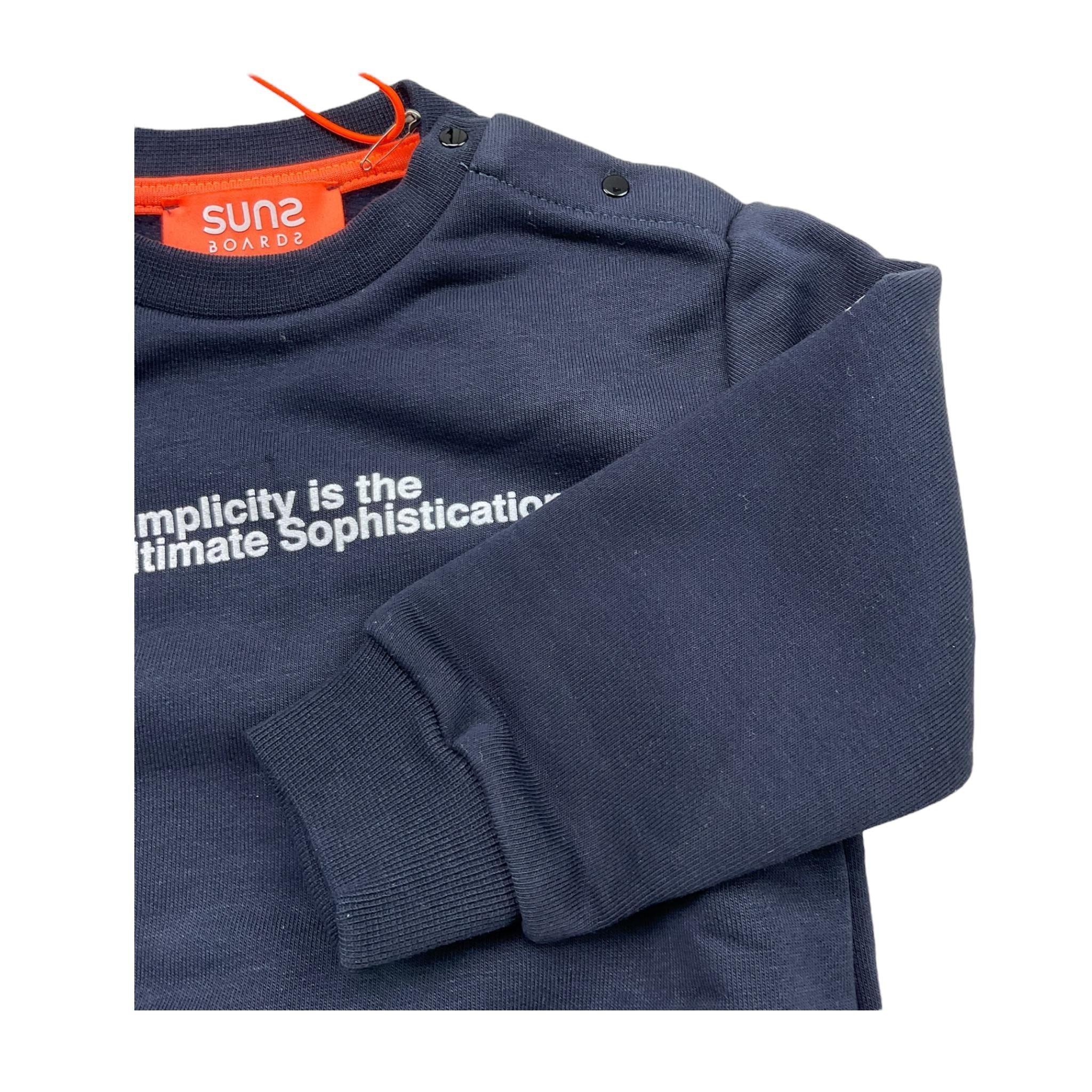 SUNS completo 2 pezzi felpa-pantalone tinta unita Blu per Neonato COMS5303UB BLU SUNS