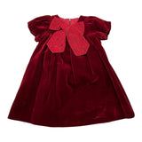 LA STUPENDERIA abito mezza manica tinta unita cn fiocco in velluto Rosso per Neonata CBAB62V14 ROSSO LA STUPENDERIA