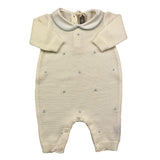 LITTLE BEAR tutina manica lunga tinta unita cn ricami in contrasto Panna per Neonato 9115 PANNA LITTLE BEAR