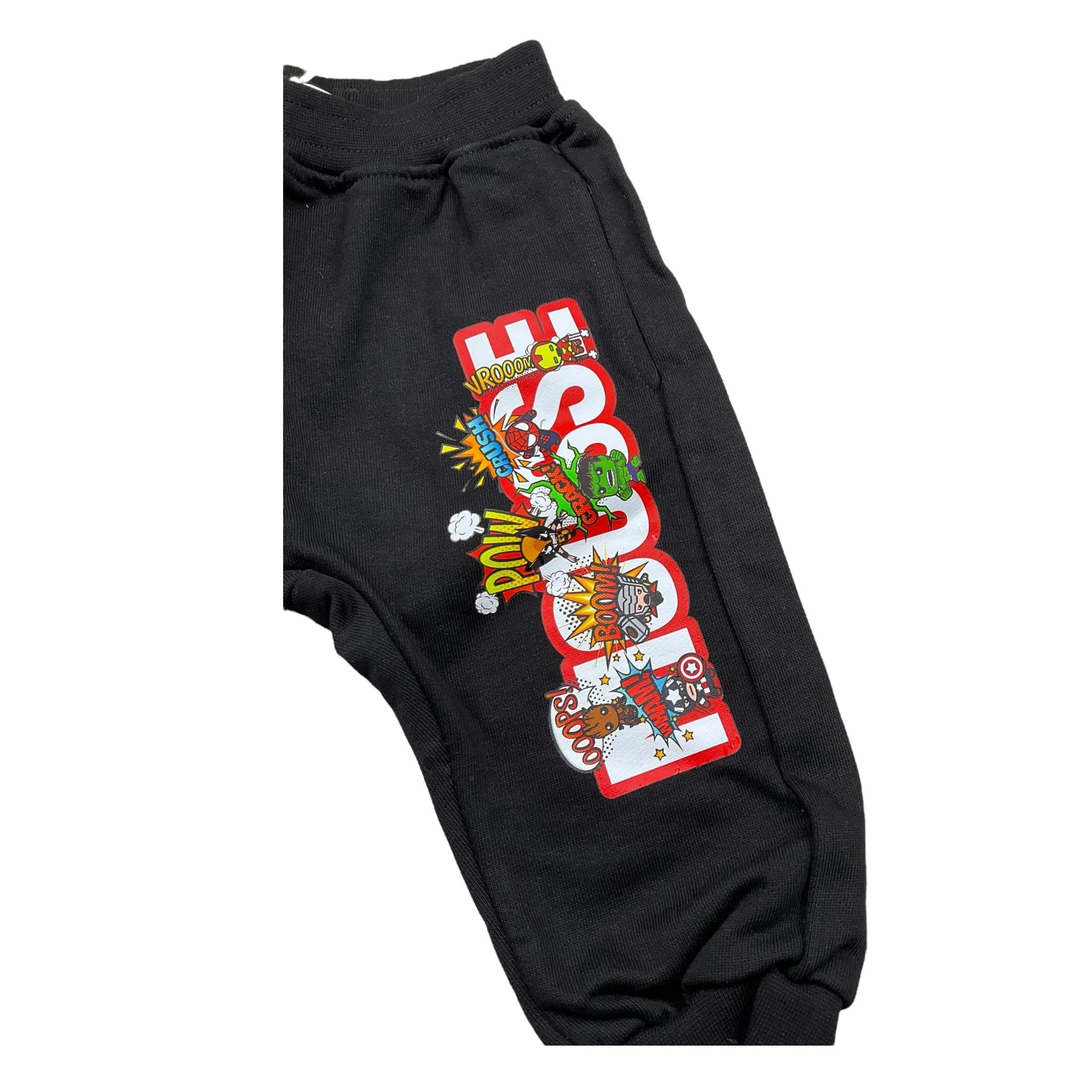 MOUSSE pantalone tuta tinta unita con stampa marvel Nero per Neonato HKNP371B NERO MOUSSE