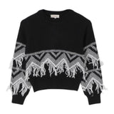 TWINSET maglia girocollo tinta unita con frange Nero per Bambina 242GJ3131X NERO TWINSET