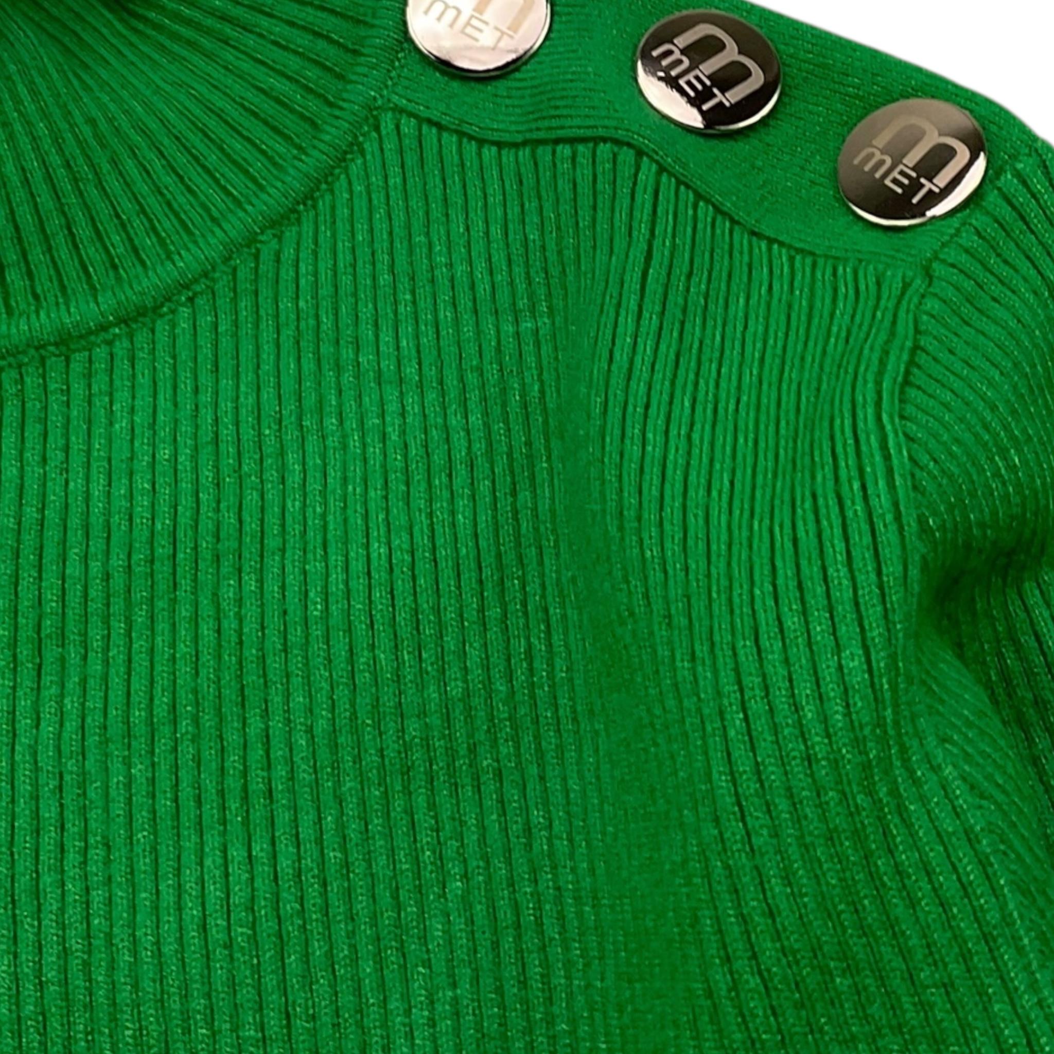 MET maglia mezzo collo tinta unita a costine Verde per Bambina ME536 VERDE MET
