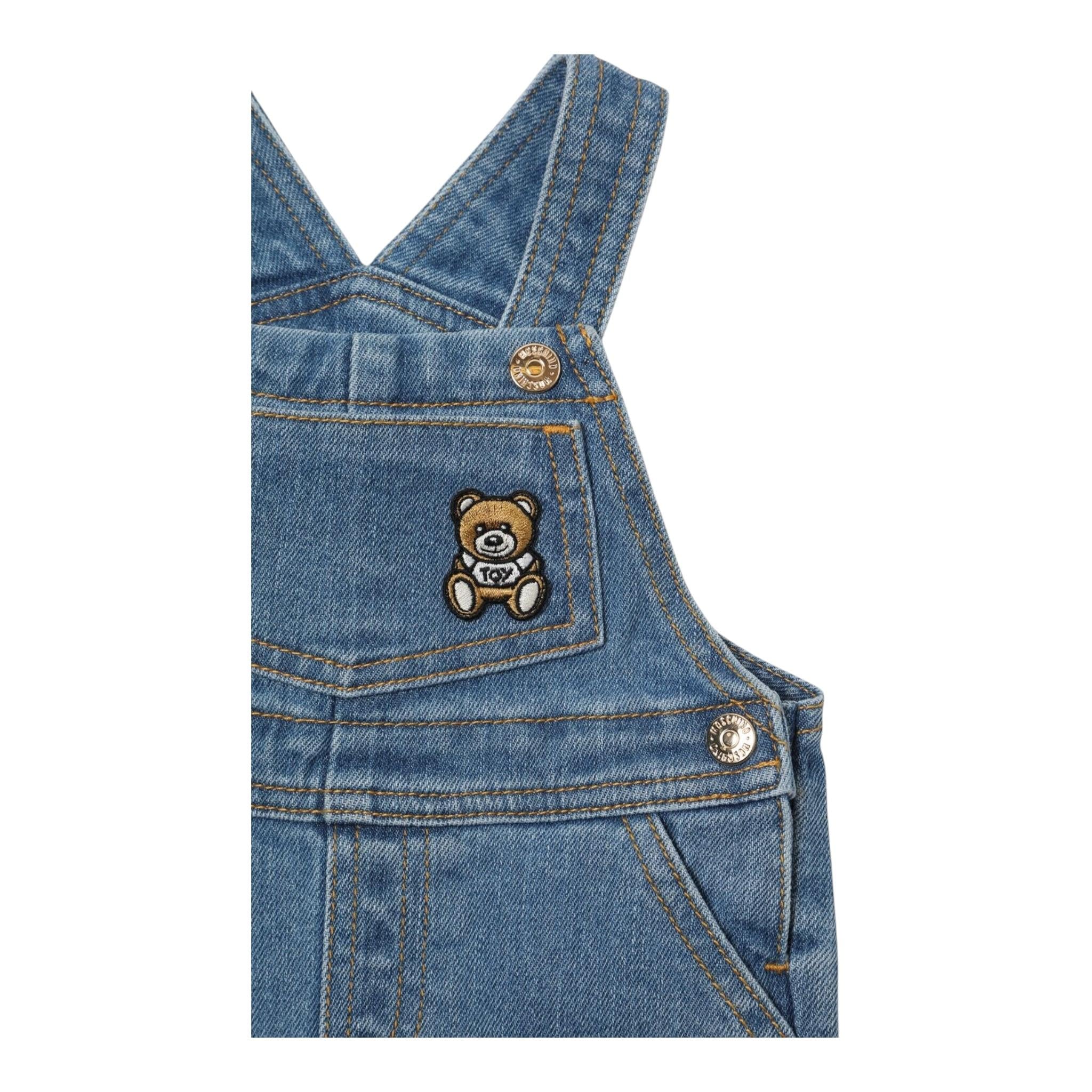 MOSCHINO completo 2 pezzi salopette-shirt Azzurro per Neonato MUK04V AZZURRO MOSCHINO
