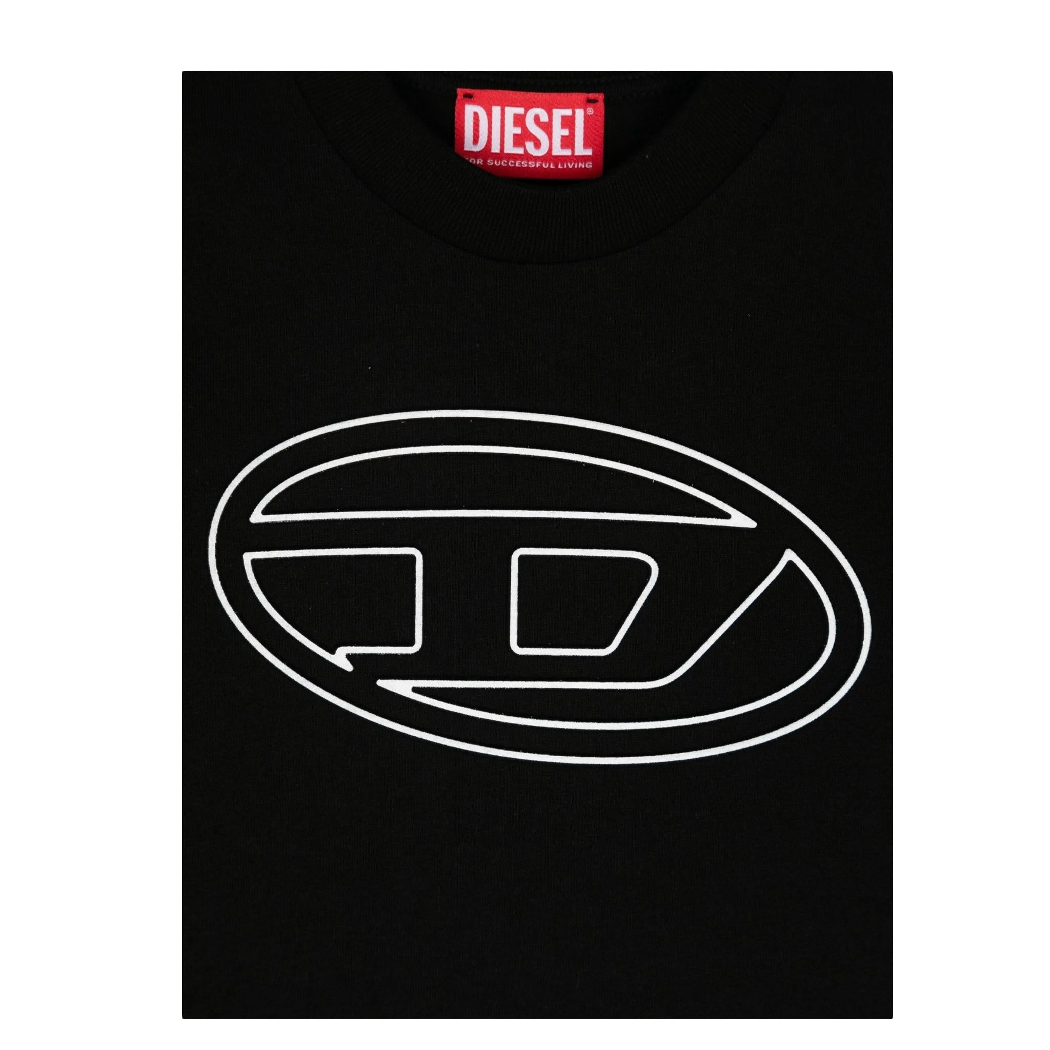 DIESEL shirt girocollo tinta unita con logo Nero per Bambino J02016 NERO DIESEL