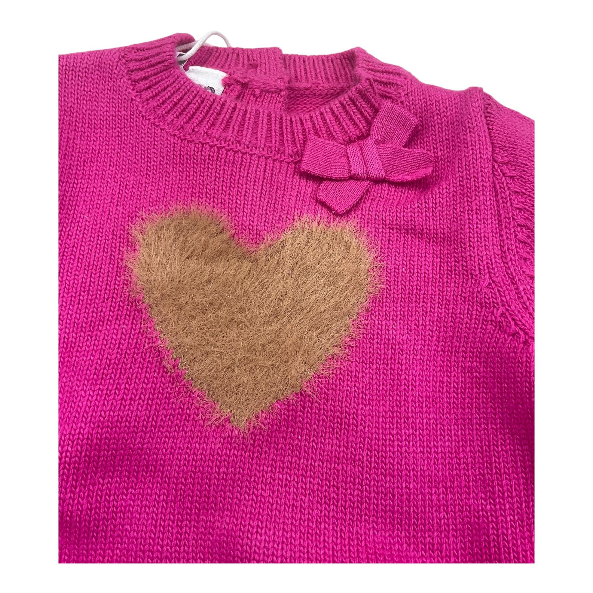 I DO abito manica lunga tinta unita con cuore Fuxia per Neonata 4A574N FUXIA I DO
