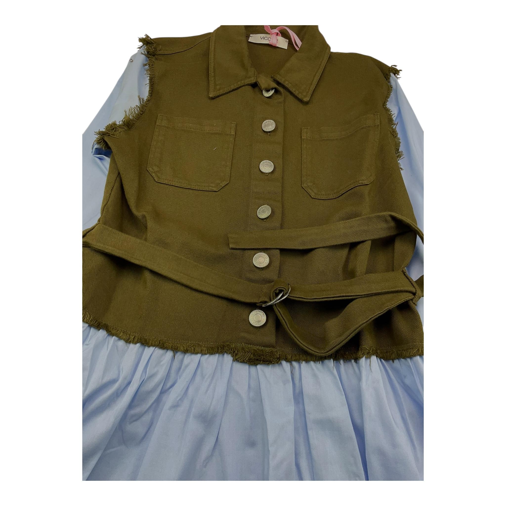 VICOLO abito manica lunga con finto gilet Verde/azzurro per Bambina 3141V00049 VERDE/AZZURRO VICOLO