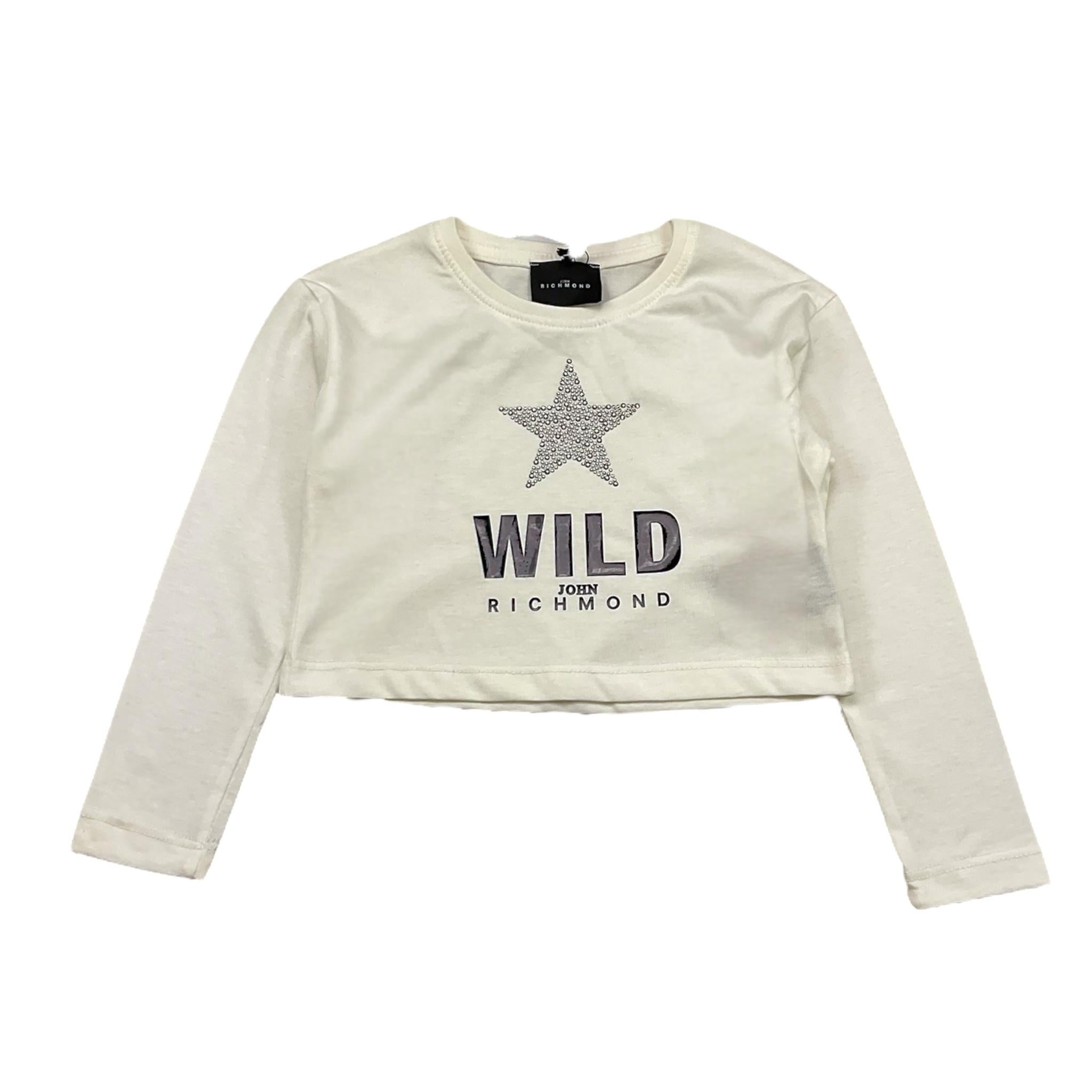 JOHN RICHMOND shirt modello crop tinta unita con stampa in contrasto Bianco per Bambina RGA24012TSX BIANCO JOHN RICHMOND
