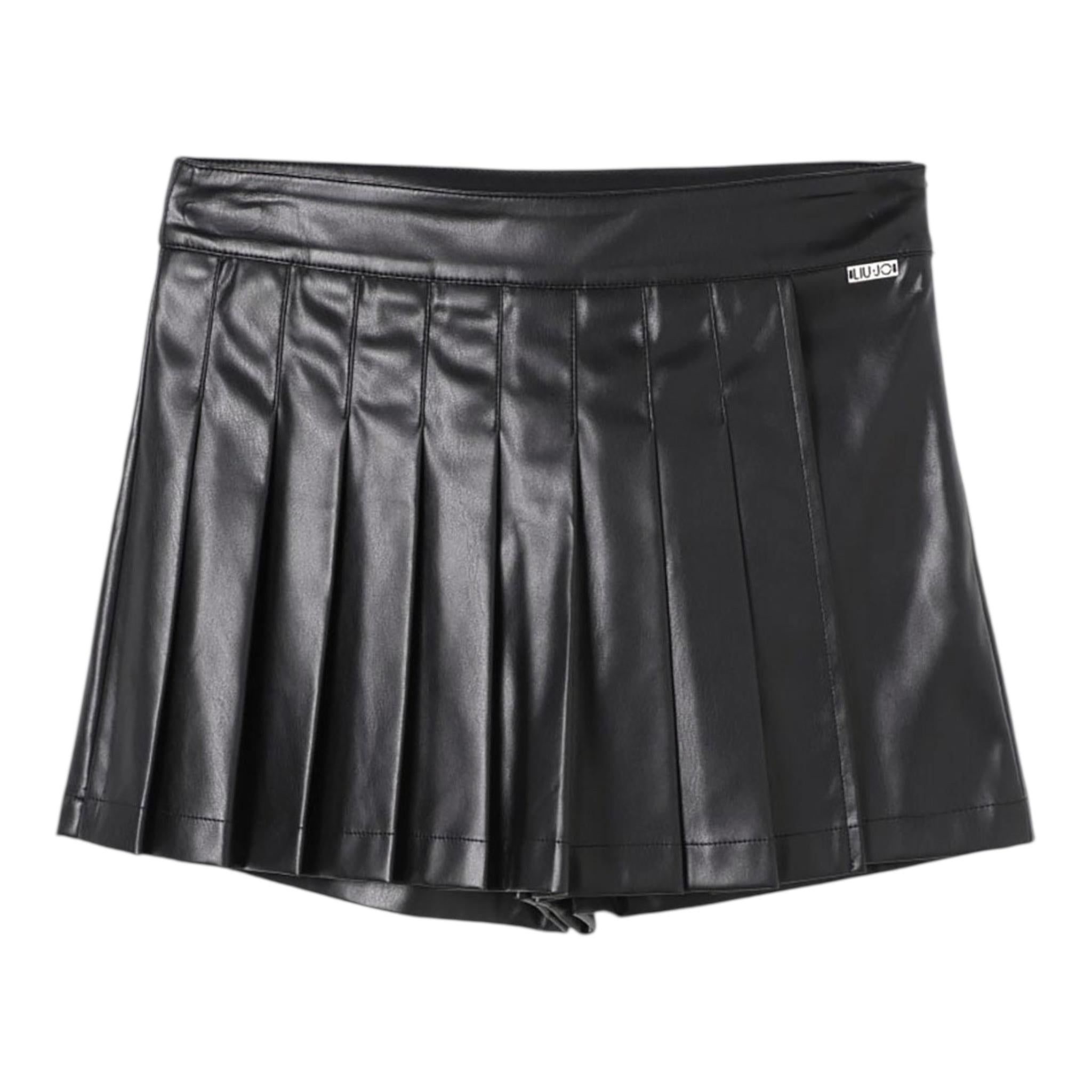 LIU JO short in ecopelle tinta unita Nero per Bambina GF4057XXX NERO LIU JO