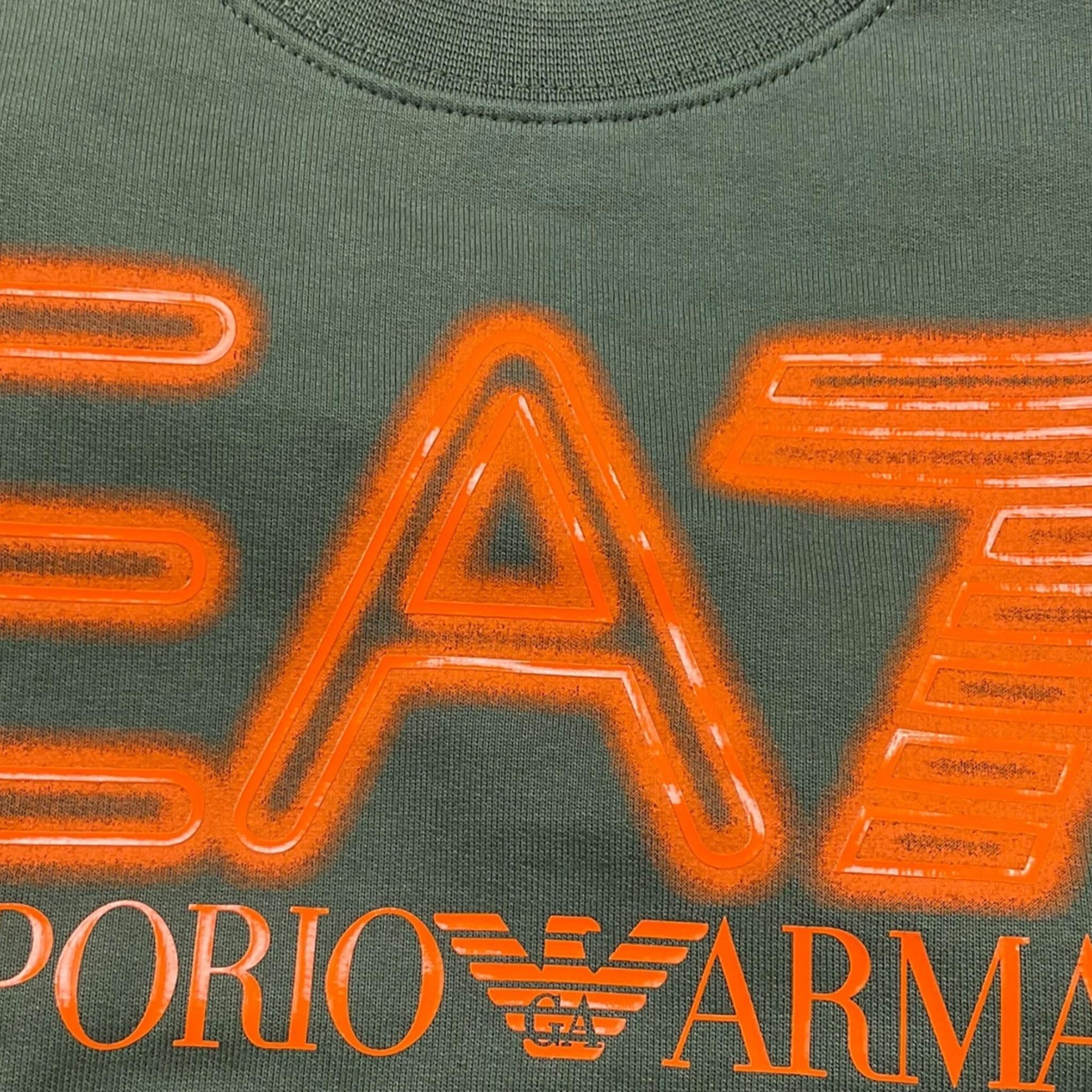 EMPORIO ARMANI felpa tinta unita girocollo con stampa Verde per Bambino 3DBM62 VERDE EMPORIO ARMANI
