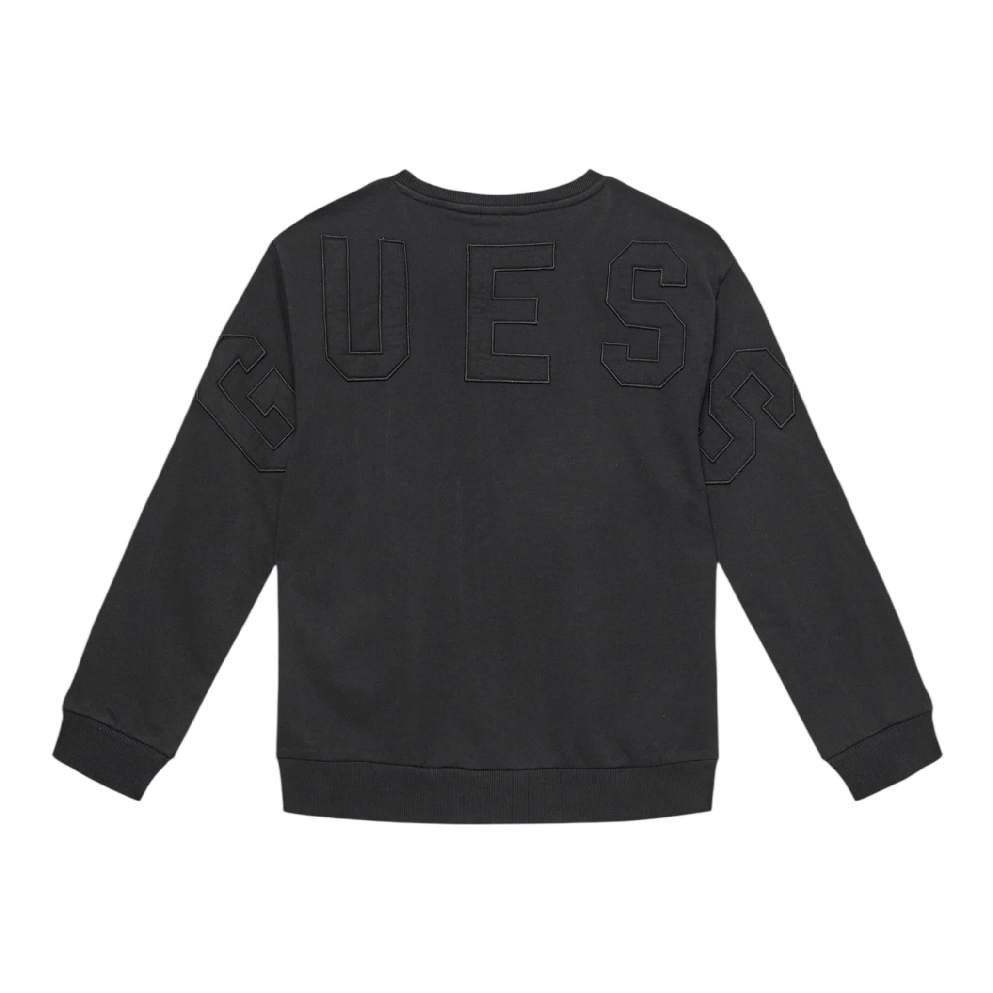 GUESS felpa chiusa girocollo tinta unita con logo Nero per Bambino L4YQ05KAD73X NERO GUESS