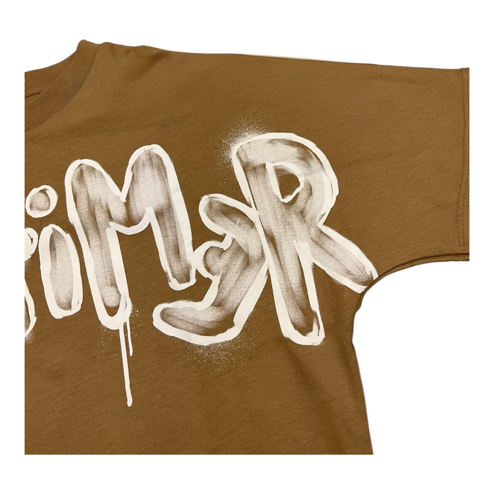 DISCLAIMER t-shirt girocollo tinta unita con stampa in contrasto Beige per Bambino 24IDK58245 BEIGE DISCLAIMER