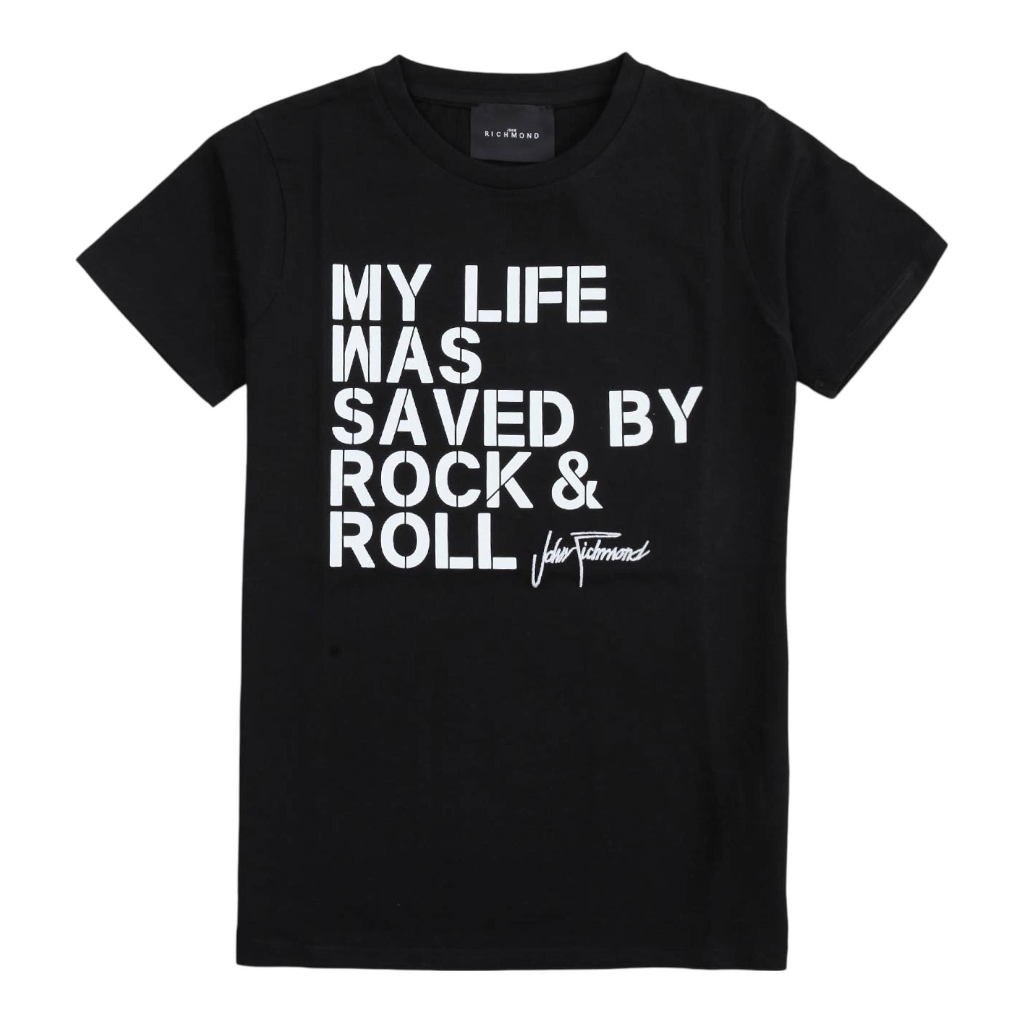 JOHN RICHMOND t-shirt girocollo tinta unita con stampa Nero per Bambino RBA24006TS NERO JOHN RICHMOND