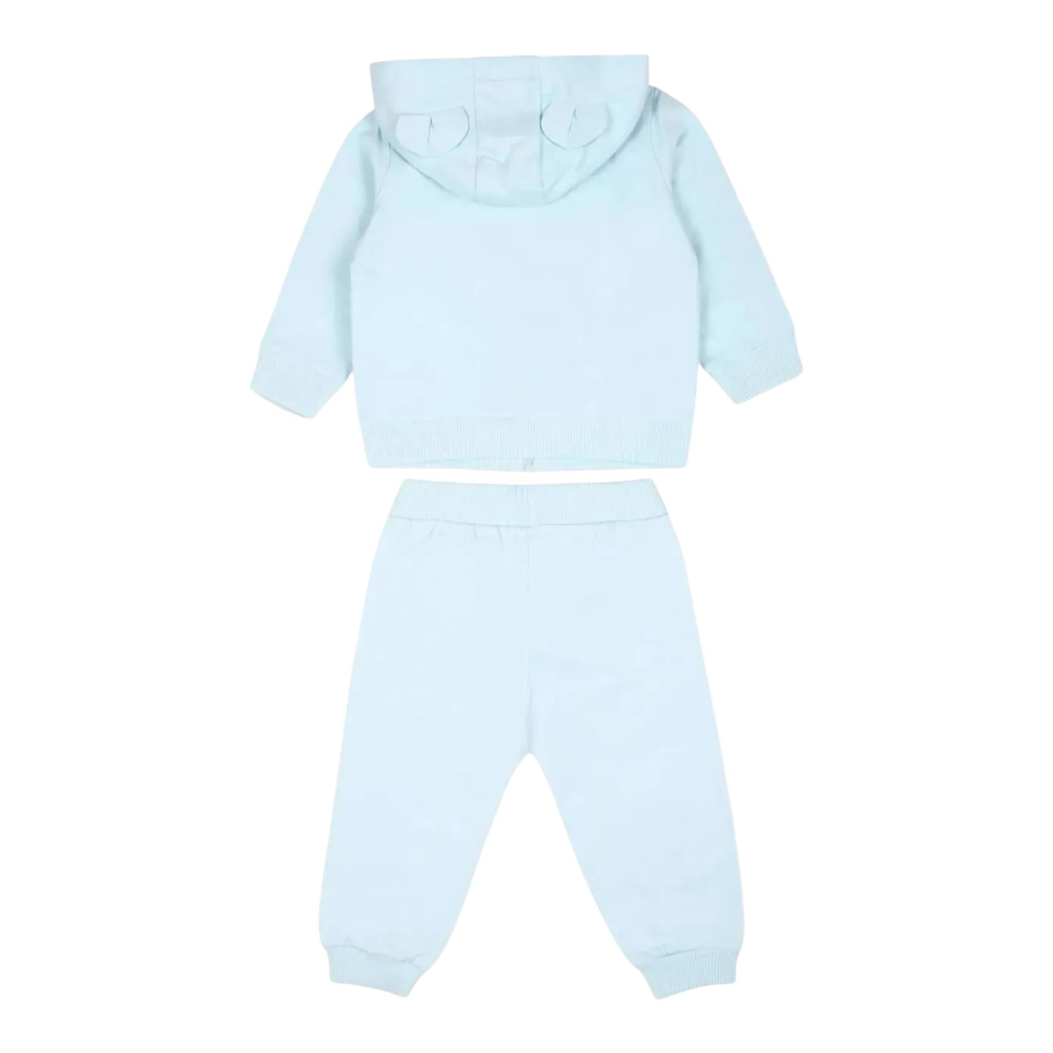 MOSCHINO completo 2 pezzi felpa-pantalone tinta unita Azzurro per Neonato MMK04 AZZURRO MOSCHINO