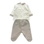 NINNAOH completo 2pz shirt-ghettina tinta unita con stampa Bianco per Neonato I23257C BIANCO NINNAOH