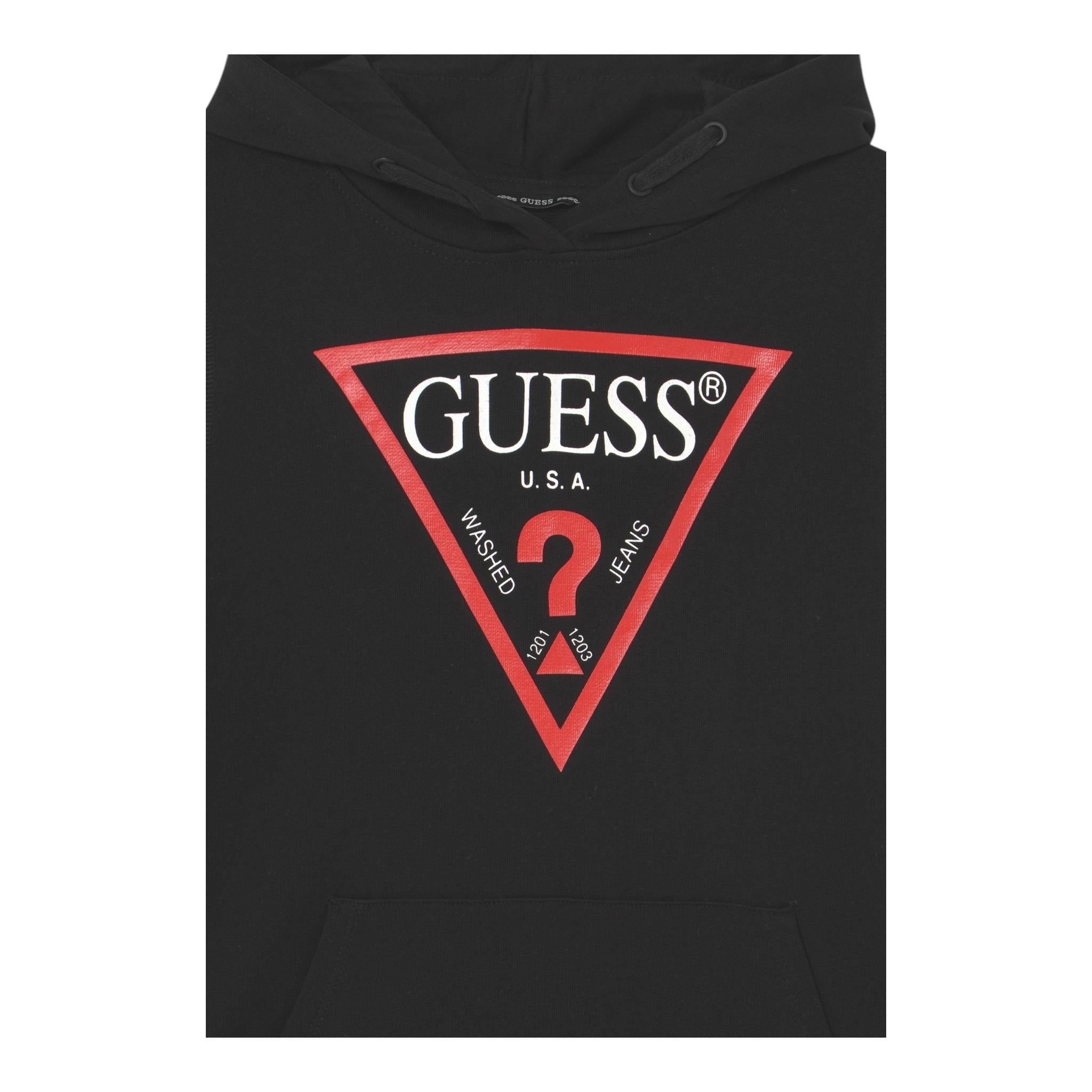 GUESS felpa chiusa con cappuccio tinta unita con logo Nero per Bambino L92Q09KAUG0 NERO GUESS