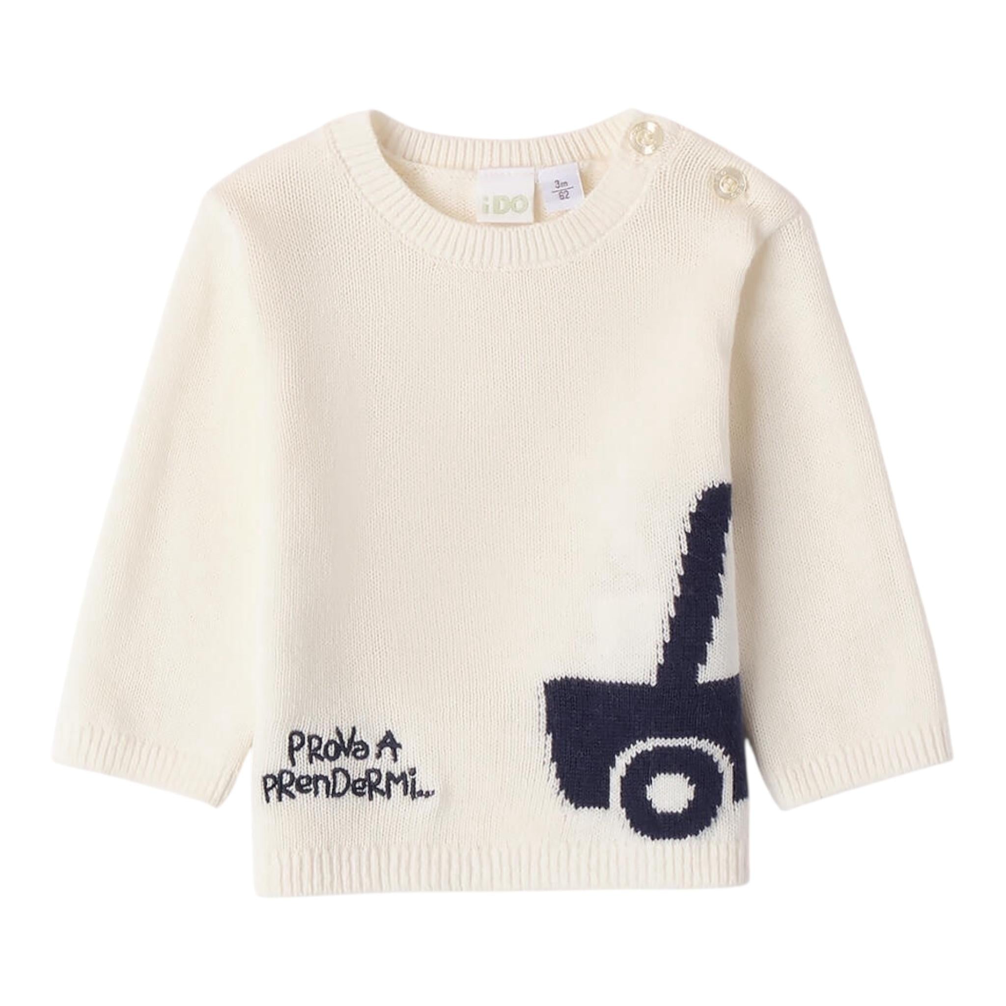 I DO maglia girocollo tinta unita con ricamo Panna per Neonato 4A207 PANNA I DO