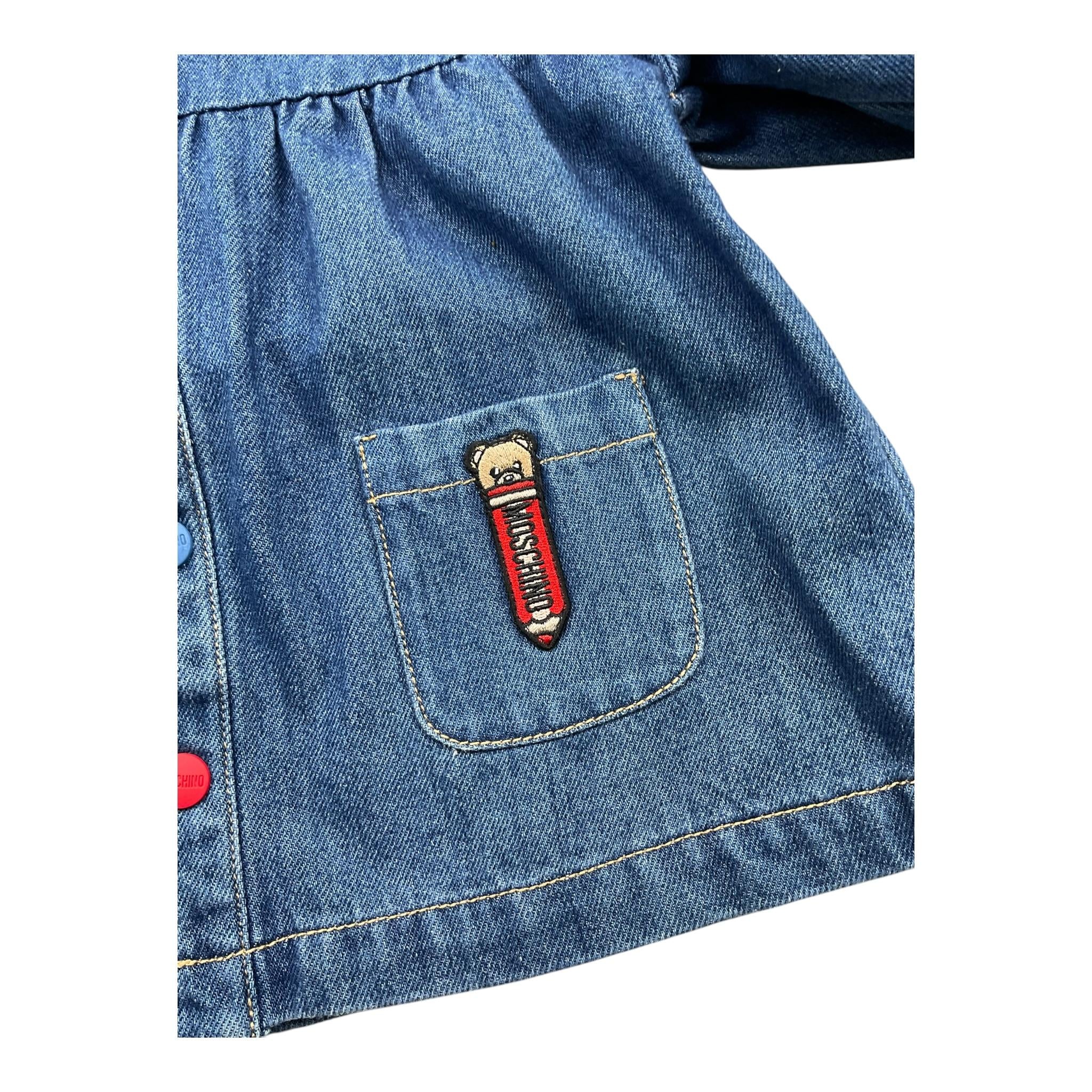 MOSCHINO abito in denim mezza manica tinta unita Blu per Neonata MDV0CO BLU MOSCHINO
