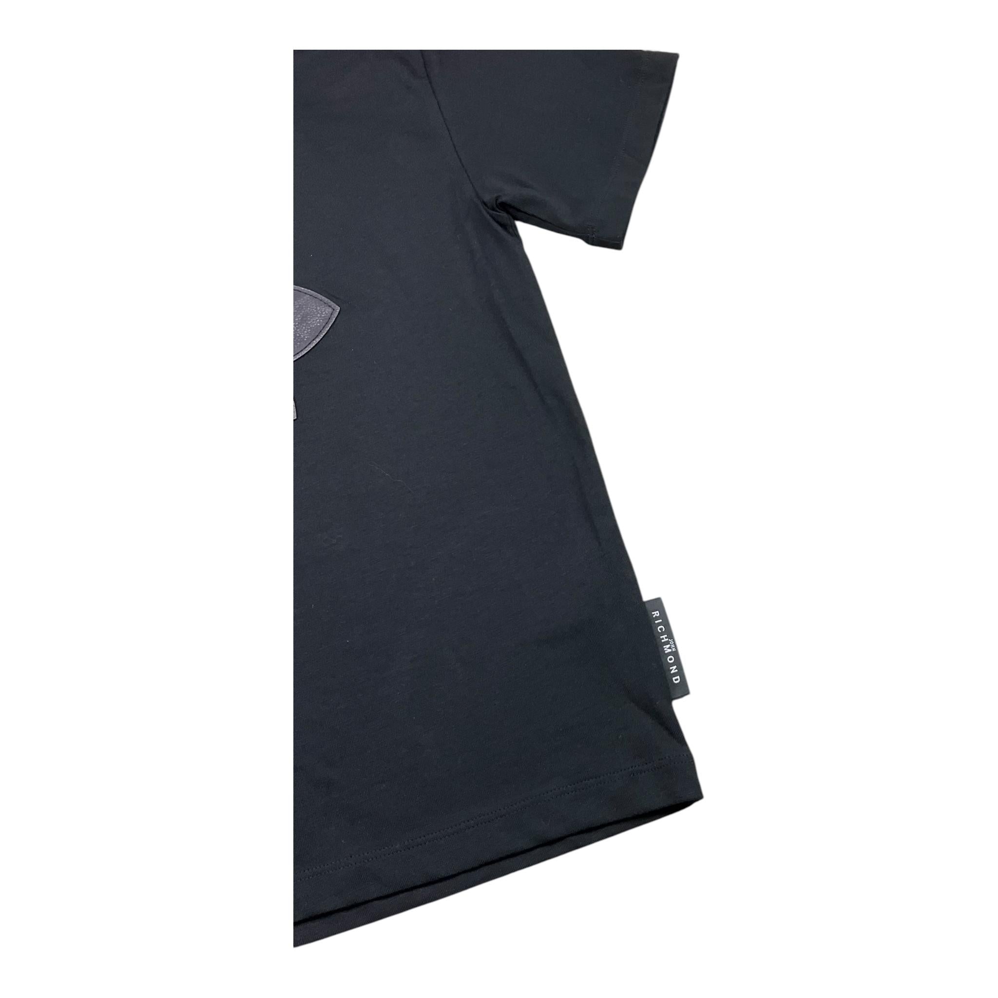 JOHN RICHMOND t-shirt girocollo tinta unita con stampa in contrasto Nero per Bambino RBA25076TS NERO JOHN RICHMOND
