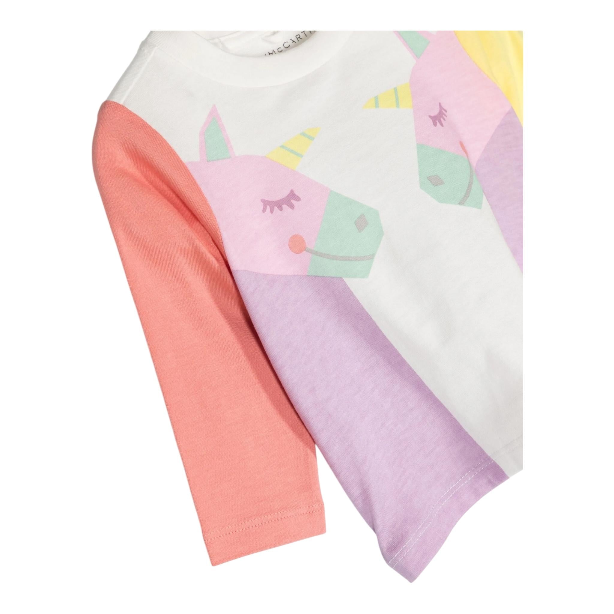STELLA McCARTNEY shirt girocollo tinta unita con stampa in contrasto Bianco per Bambina TT8A80 BIANCO STELLA McCARTNEY
