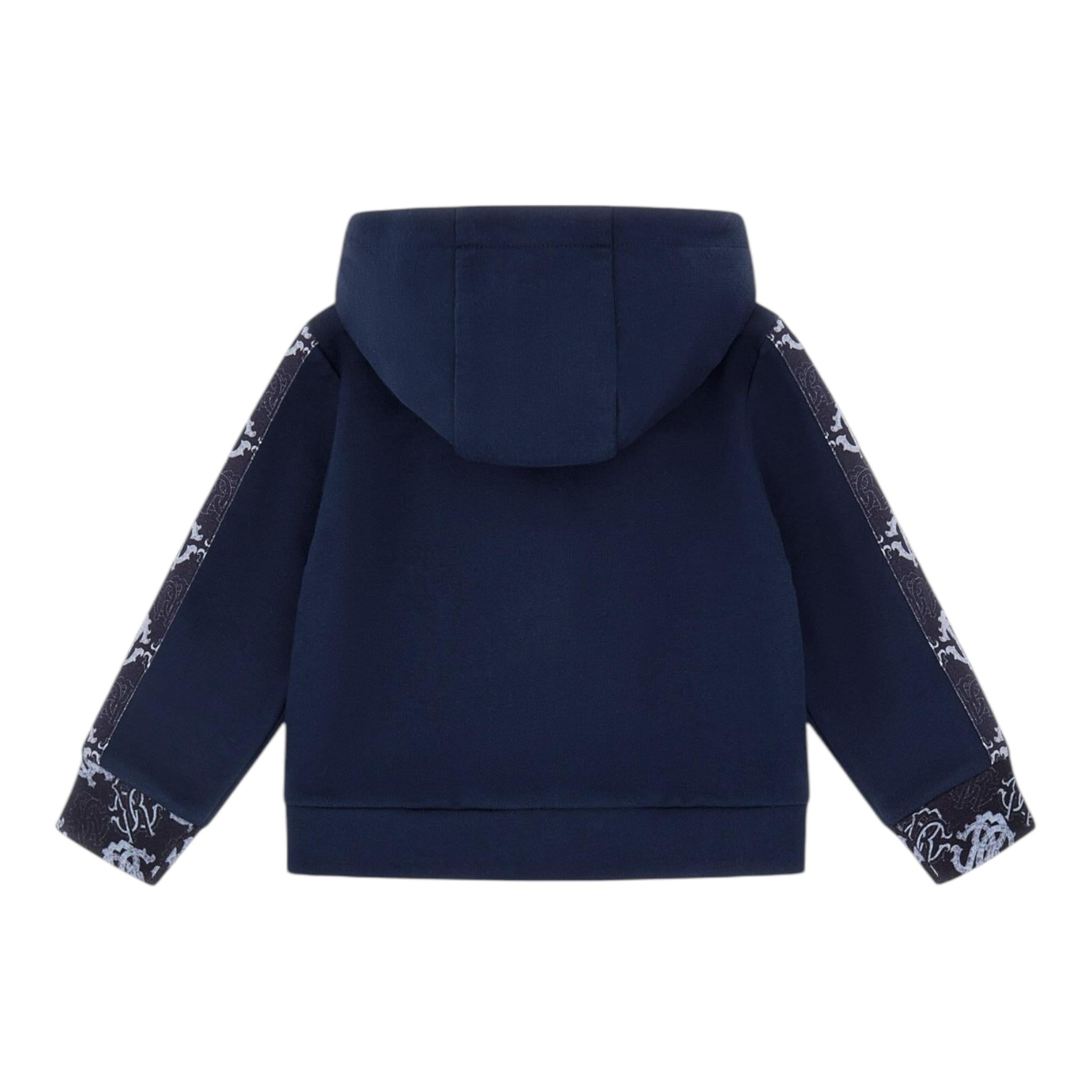 ROBERTO CAVALLI felpa con zip e cappuccio tinta unita Blu per Neonato TJT674 BLU ROBERTO CAVALLI